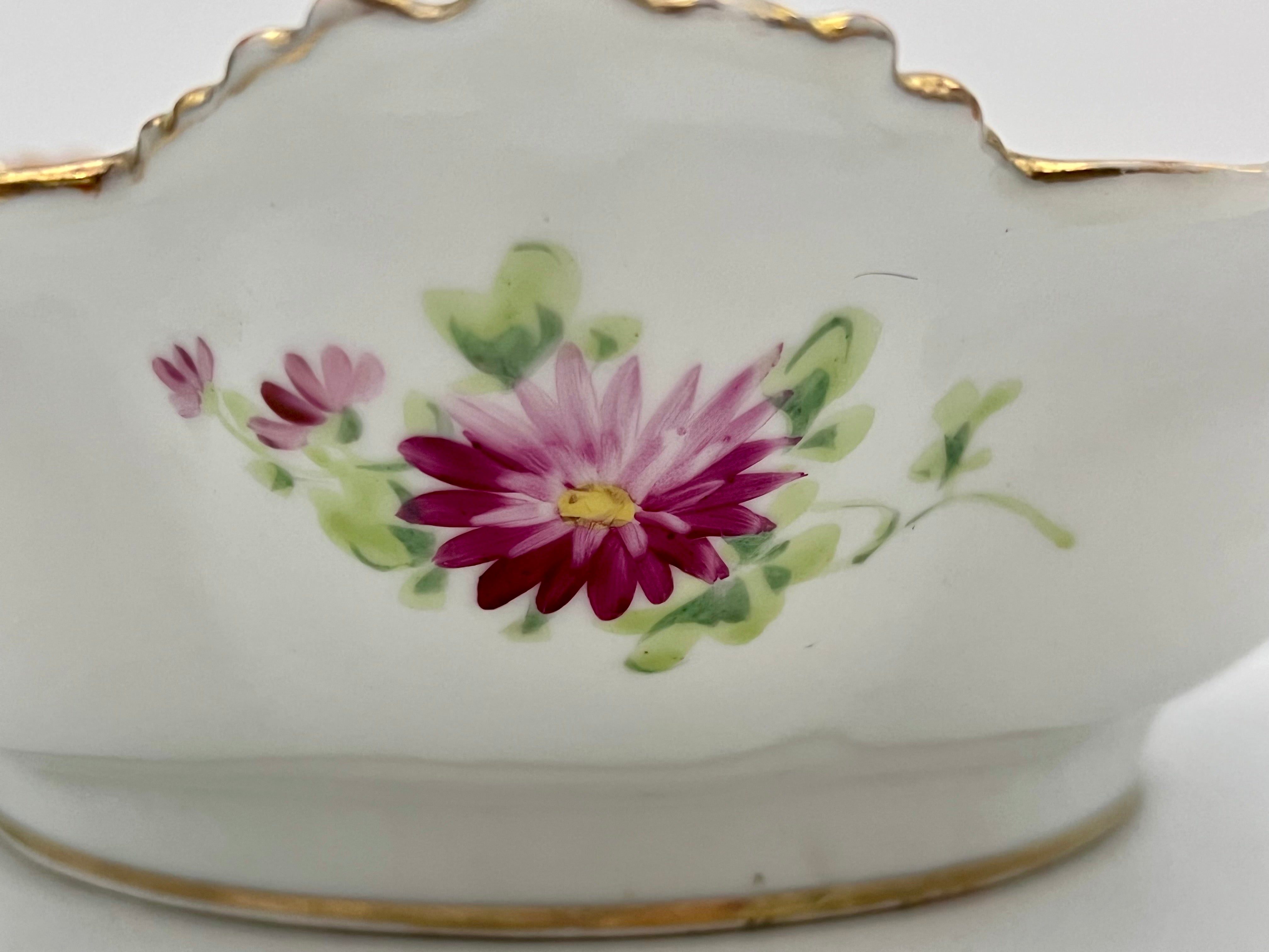 PAINTED MORIAGE BOWL – 12 INCH FLORAL CENTERPIECE WITH RAISED GOLD GILT – JAPAN CIRCA 1890s–1920s