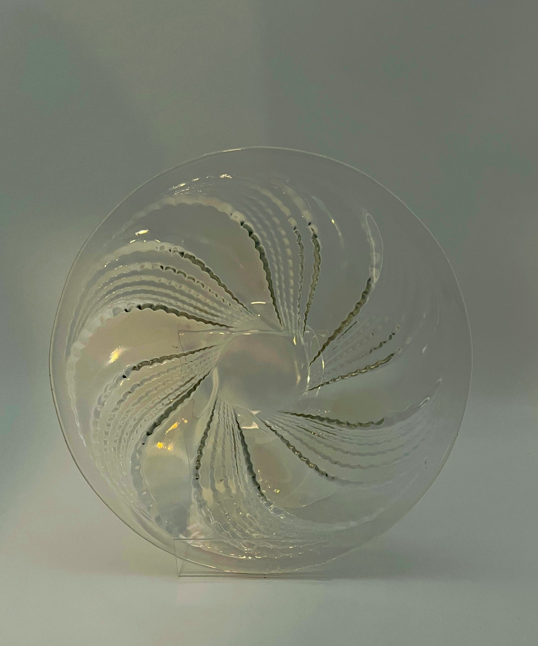 R. LALIQUE FRANCE “SPIRALES” ART DECO 10.5″ CRYSTAL BOWL – RENÉ LALIQUE DESIGN C. 1935