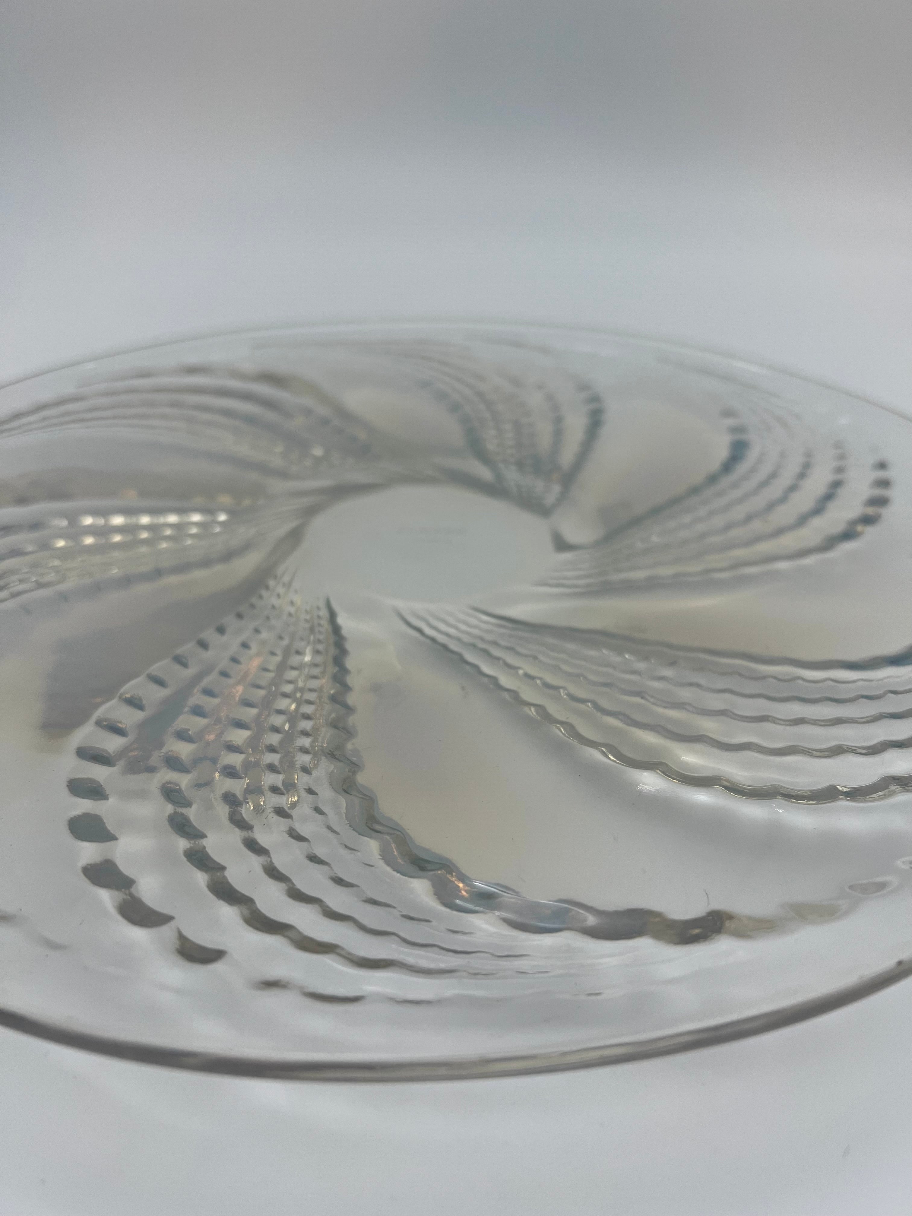 R. LALIQUE FRANCE “SPIRALES” ART DECO 10.5″ CRYSTAL BOWL – RENÉ LALIQUE DESIGN C. 1935