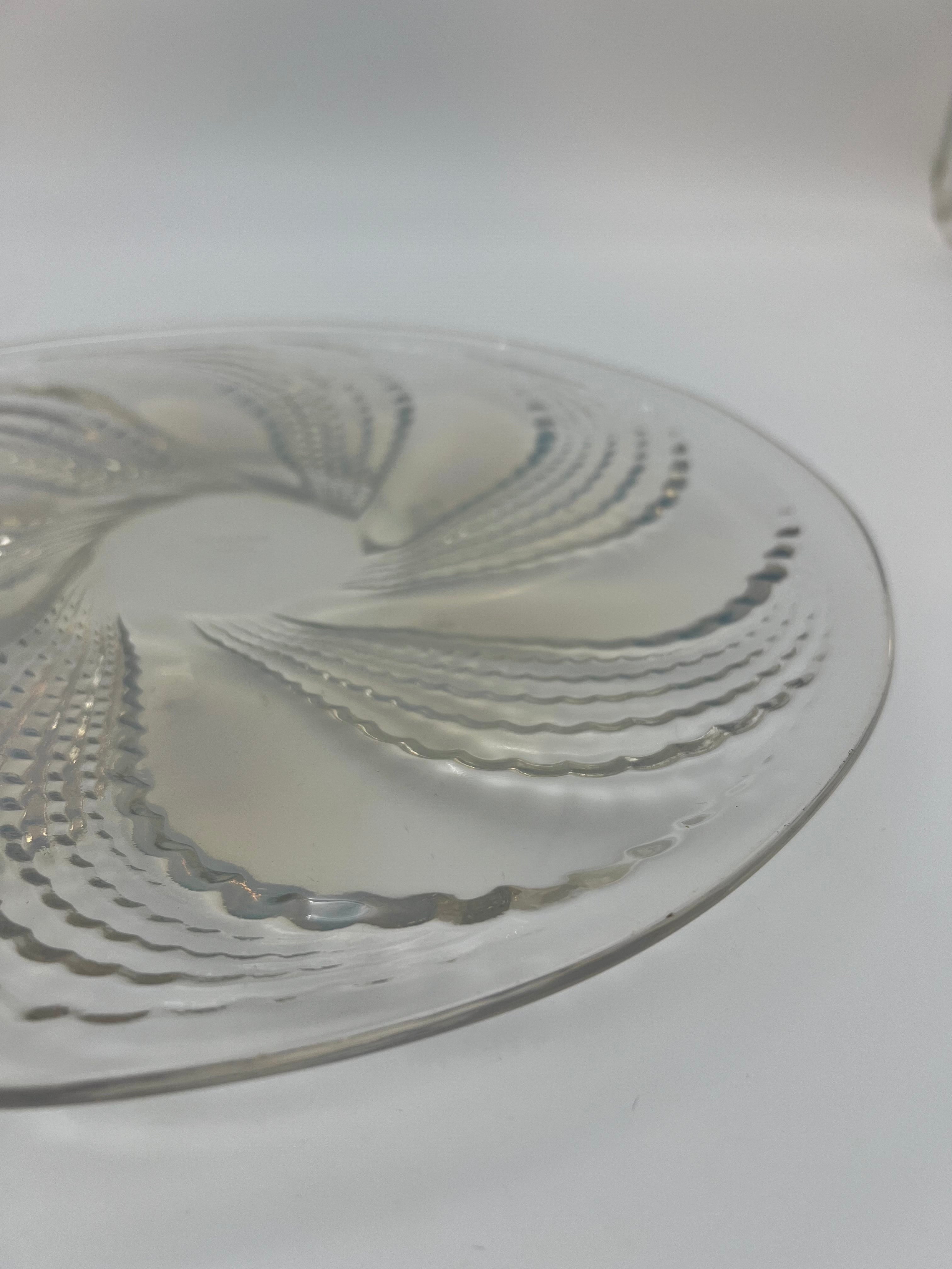 R. LALIQUE FRANCE “SPIRALES” ART DECO 10.5″ CRYSTAL BOWL – RENÉ LALIQUE DESIGN C. 1935