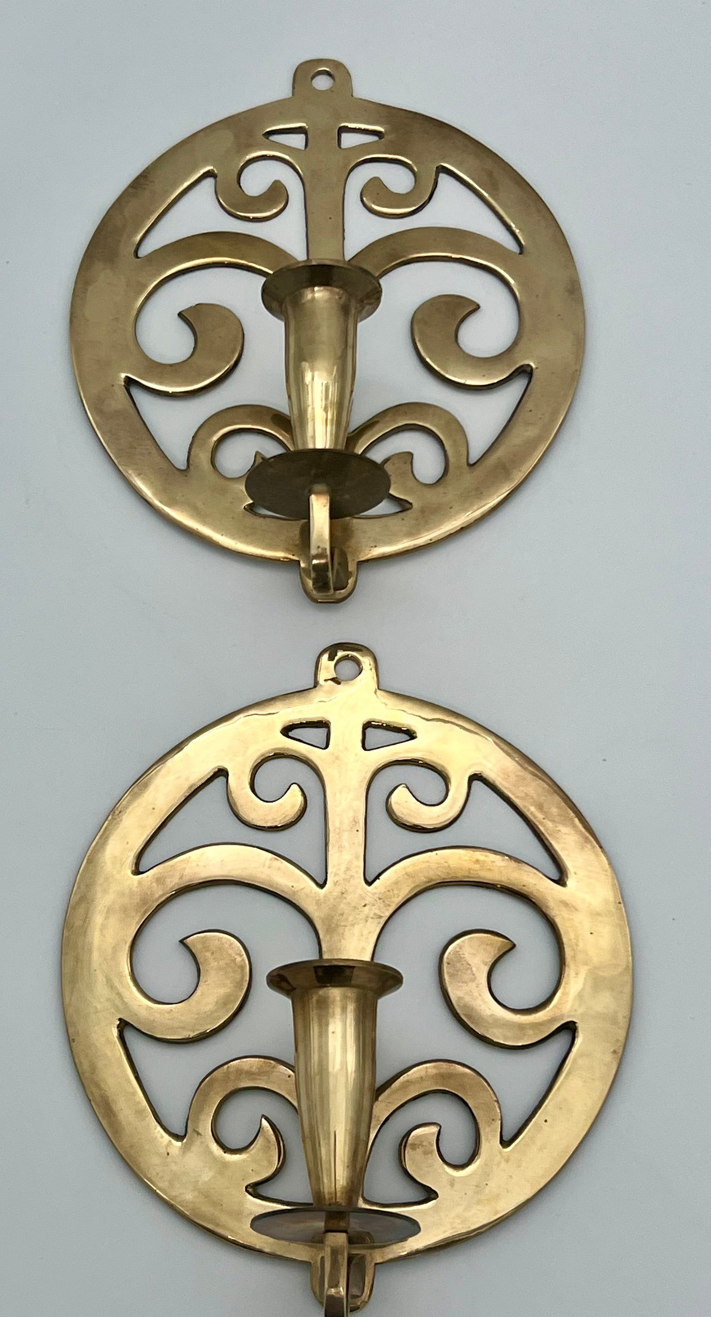 PAIR OF VINTAGE BRASS WALL SCONCE CANDLEHOLDERS