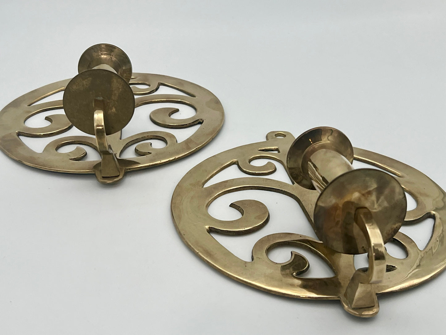 PAIR OF VINTAGE BRASS WALL SCONCE CANDLEHOLDERS