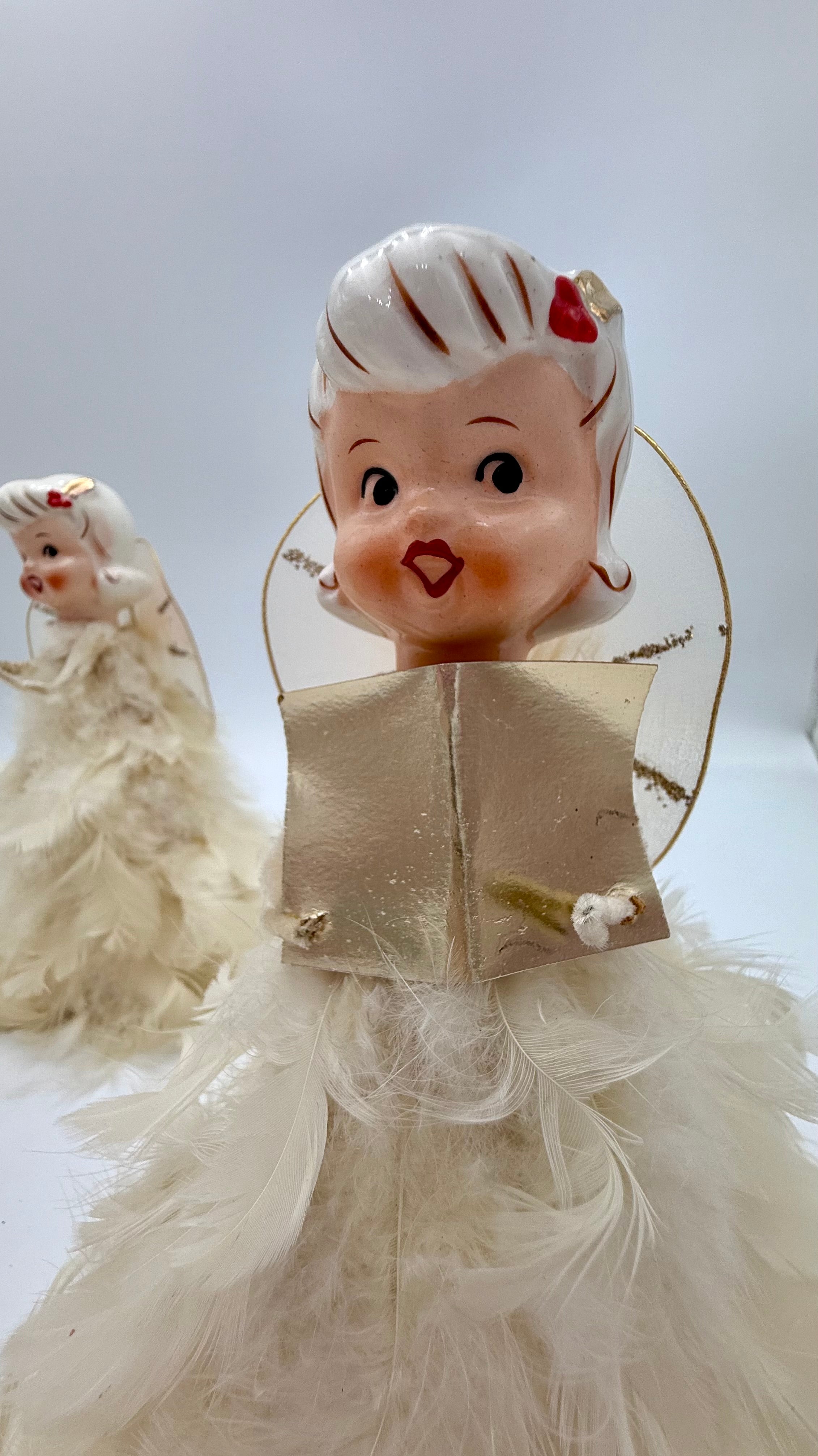 HOLT-HOWARD Feather Angels – Set of 3 – HH Japan 1950s Choir Angels – Mid-Century Christmas Figurines – Vintage MCM Holiday Decor