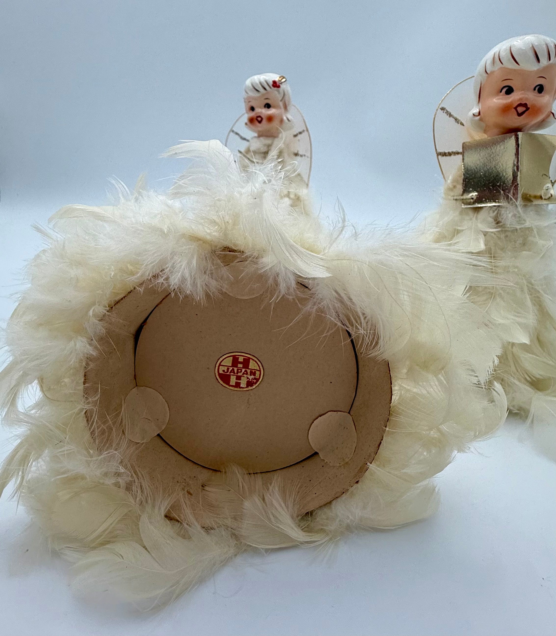 HOLT-HOWARD Feather Angels – Set of 3 – HH Japan 1950s Choir Angels – Mid-Century Christmas Figurines – Vintage MCM Holiday Decor