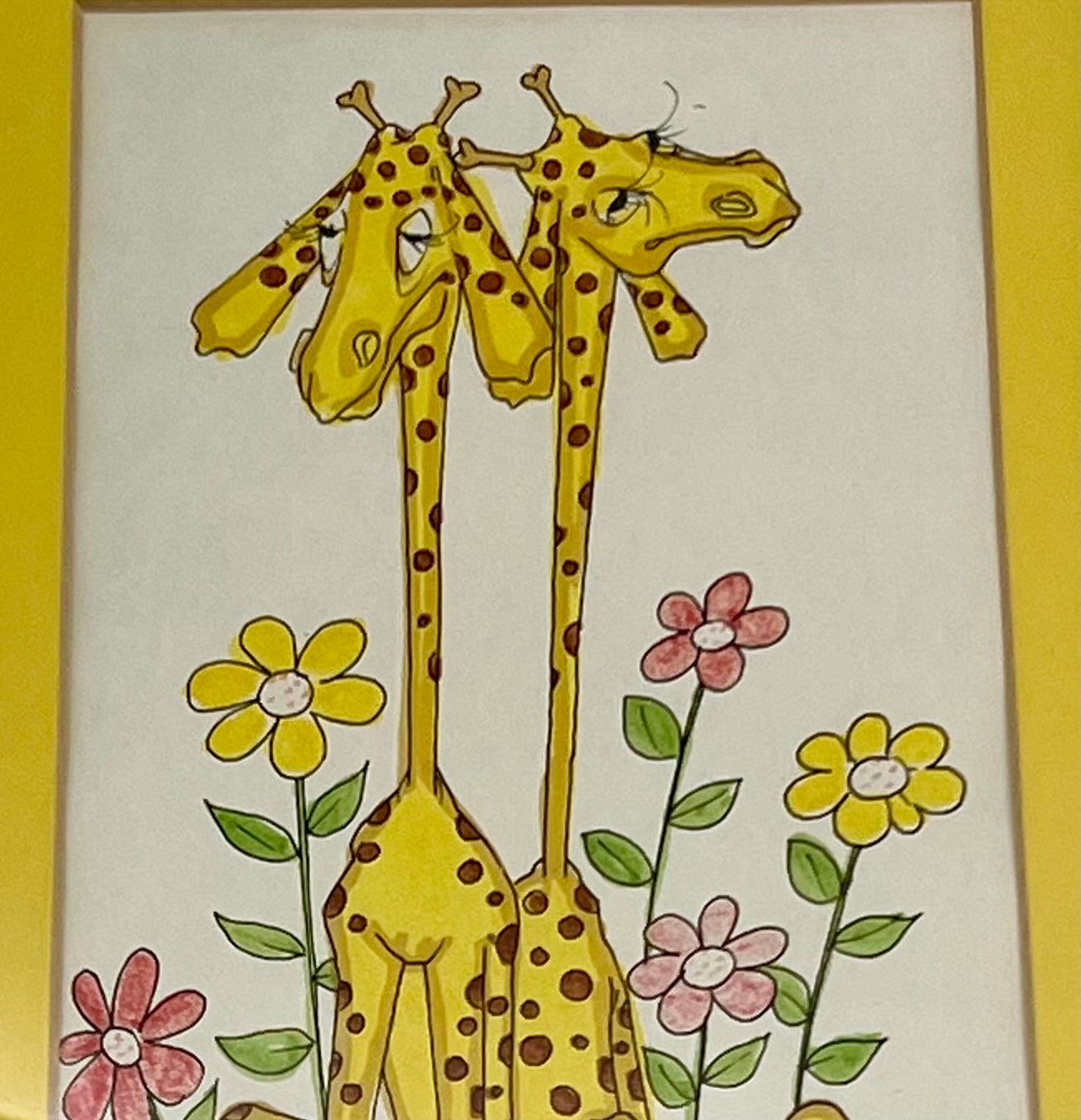 RETRO GIRAFFE PRINT BY SUZY – WHIMSICAL MID-CENTURY STYLE WALL ART