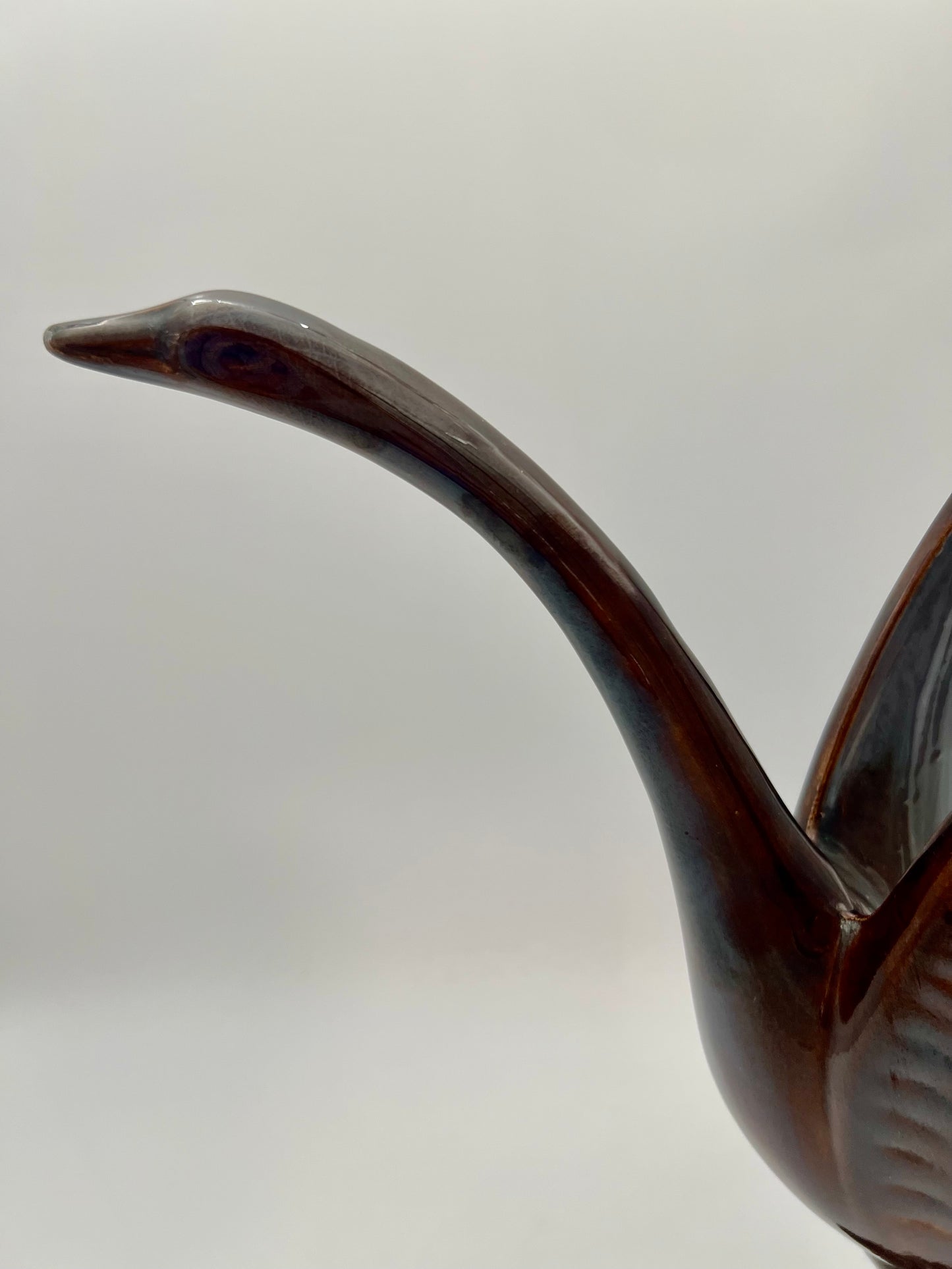 VINTAGE 1980s BROWN CRANE CERAMIC SCULPTURE