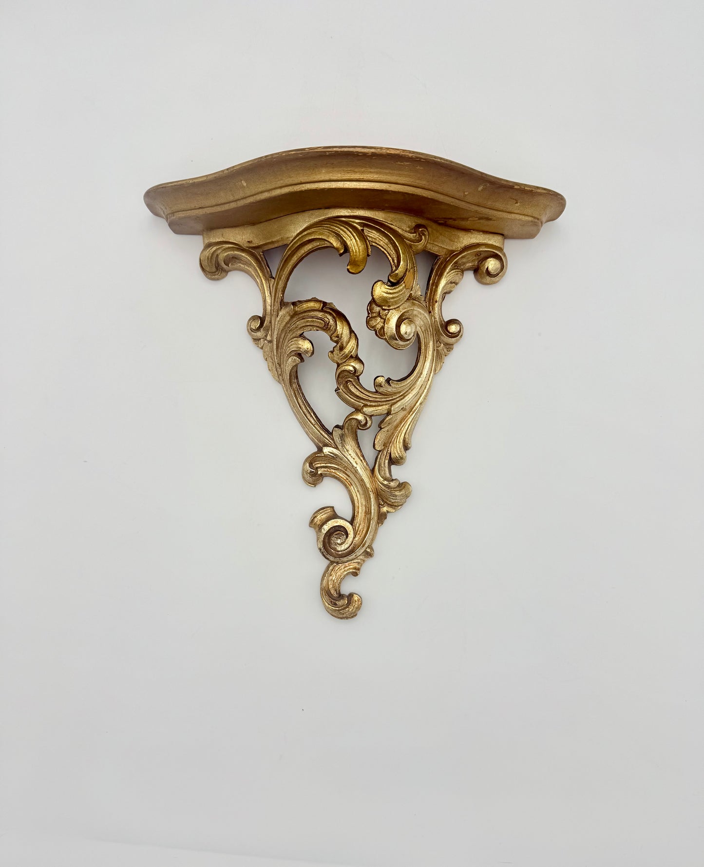 1970s SYROCO GOLD WOOD WALL SHELF