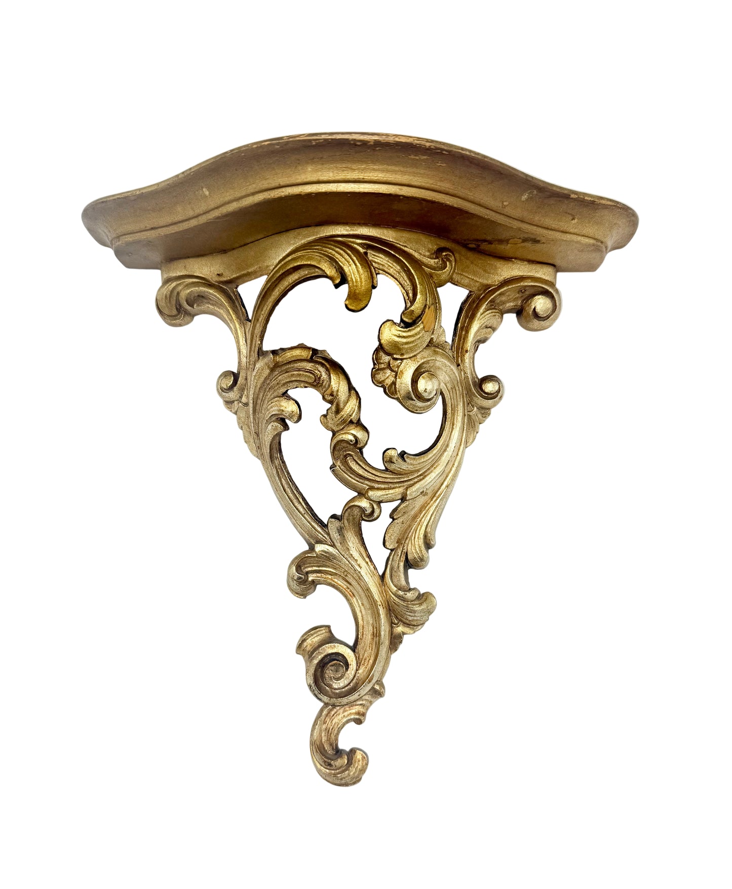 1970s SYROCO GOLD WOOD WALL SHELF