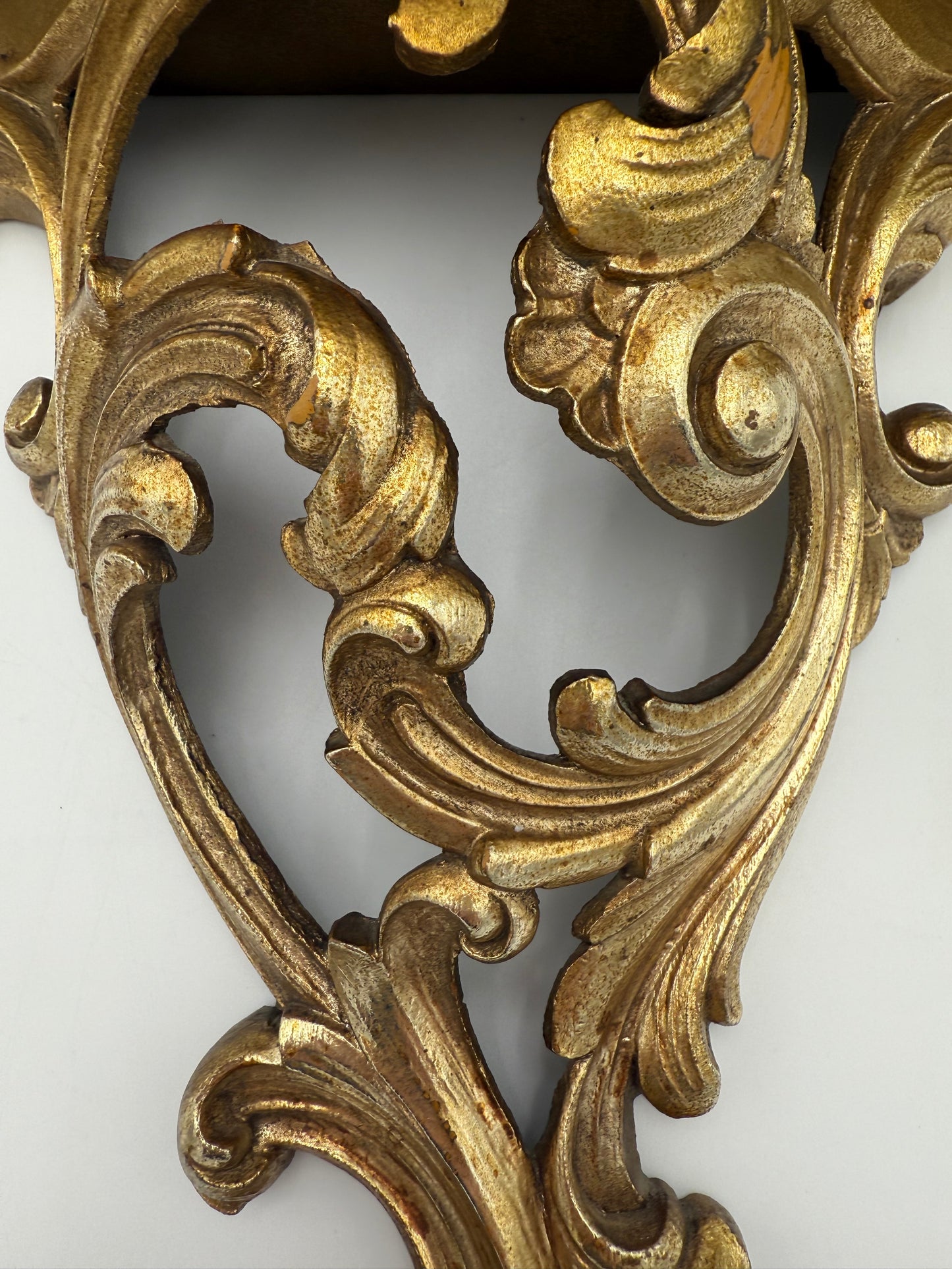 1970s SYROCO GOLD WOOD WALL SHELF