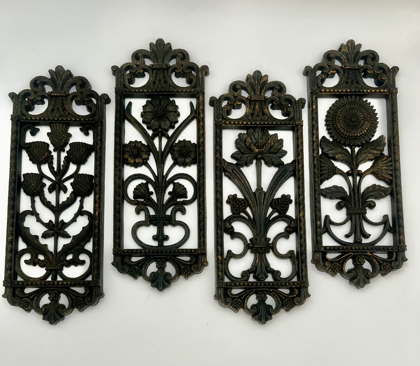COMPLETE SET OF 4 HOMECO 1970s FLORAL WALL PLAQUES