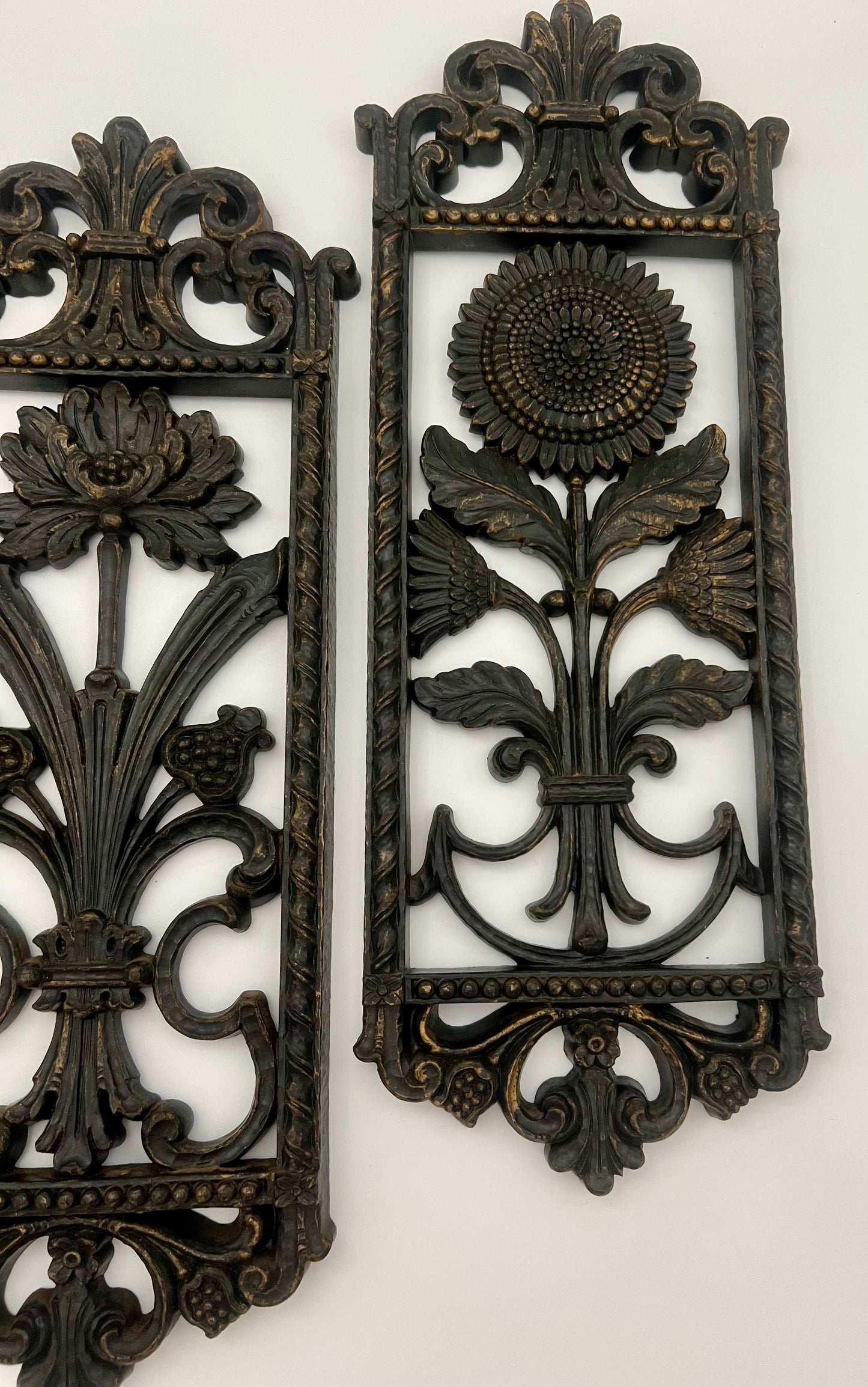 COMPLETE SET OF 4 HOMECO 1970s FLORAL WALL PLAQUES