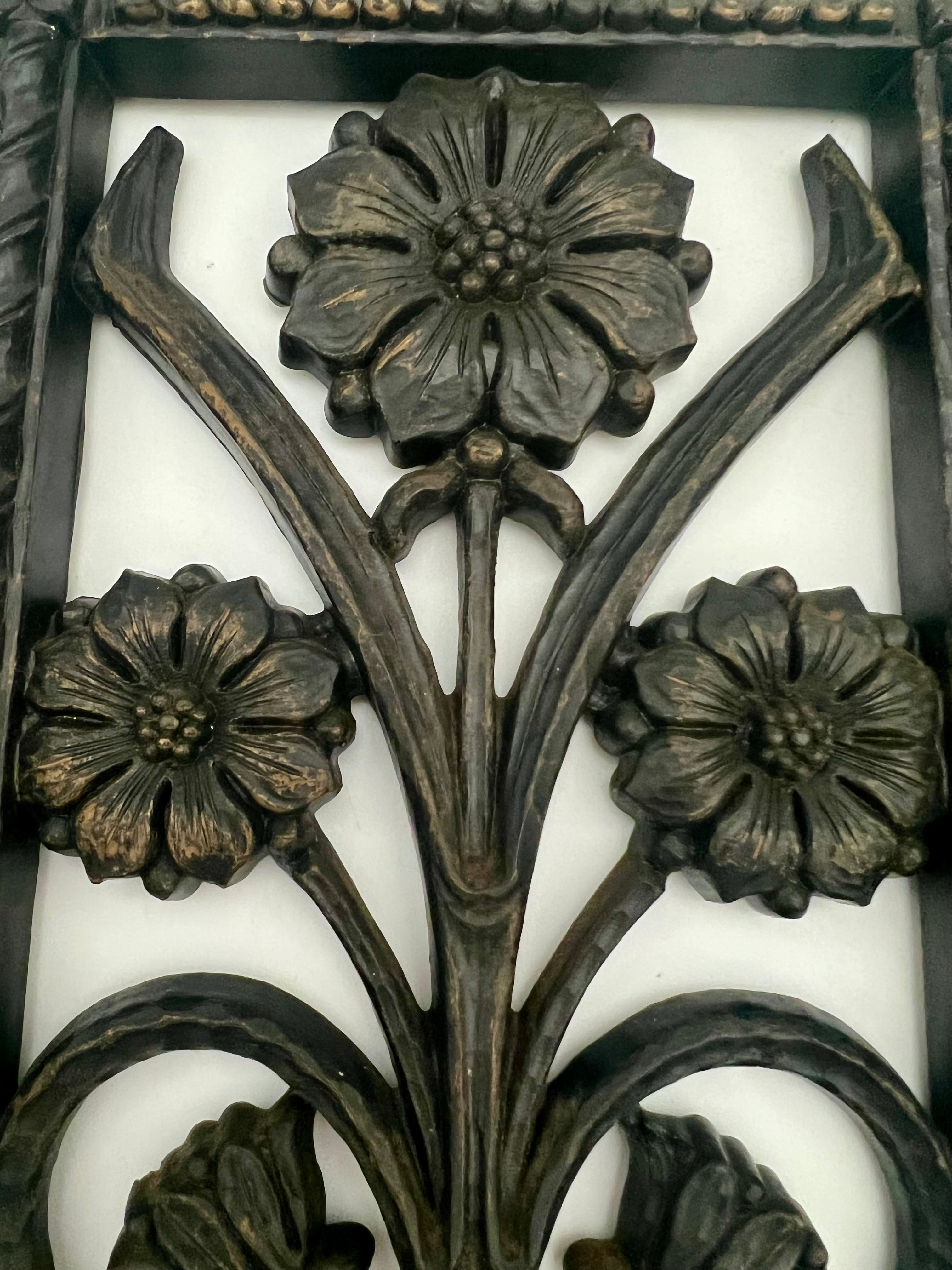 SET OF 4 BURWOOD 1960s–70s FLORAL WALL PLAQUES – GOTHIC REVIVAL PANELS – 16” TALL