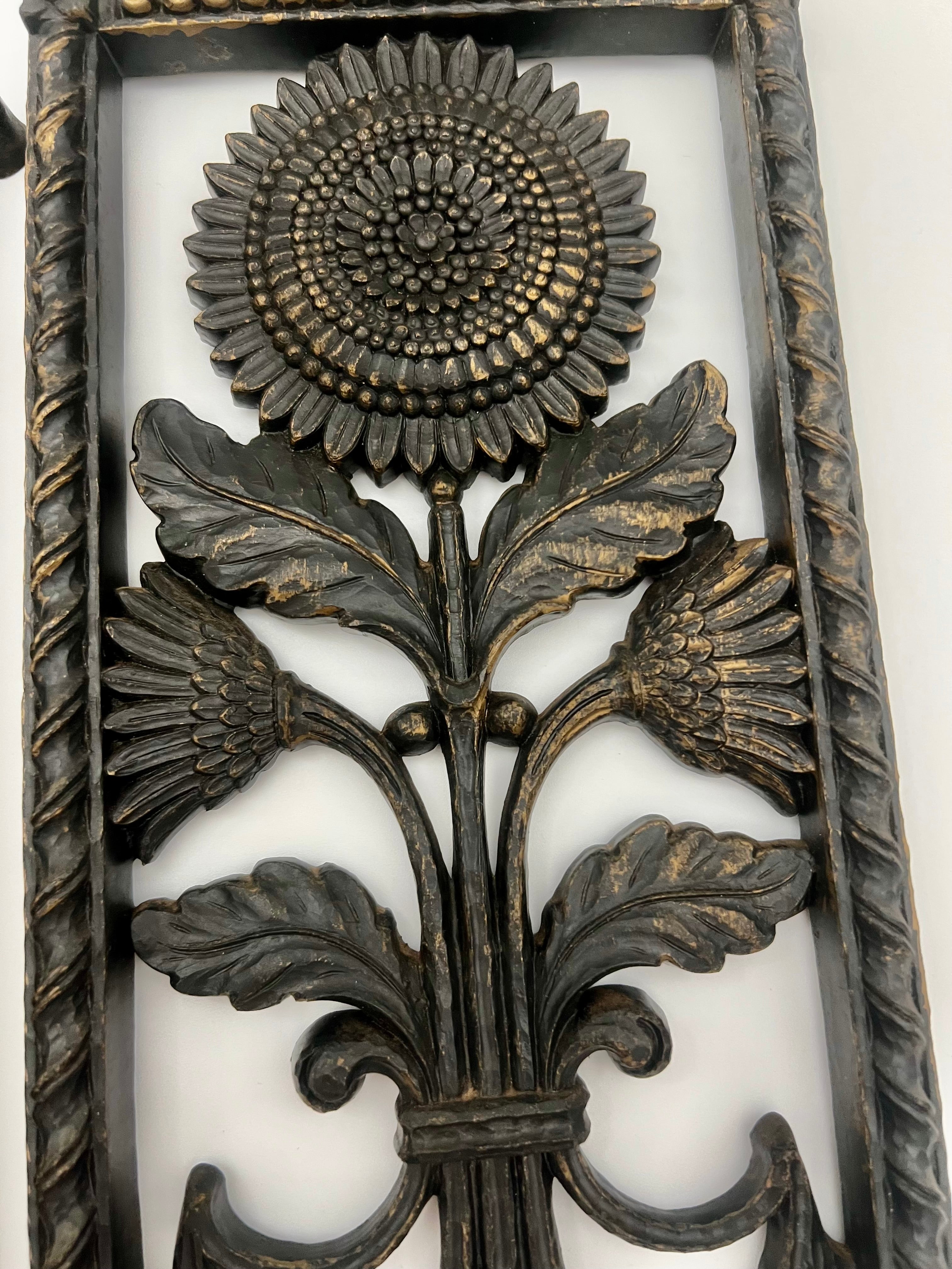 SET OF 4 BURWOOD 1960s–70s FLORAL WALL PLAQUES – GOTHIC REVIVAL PANELS – 16” TALL