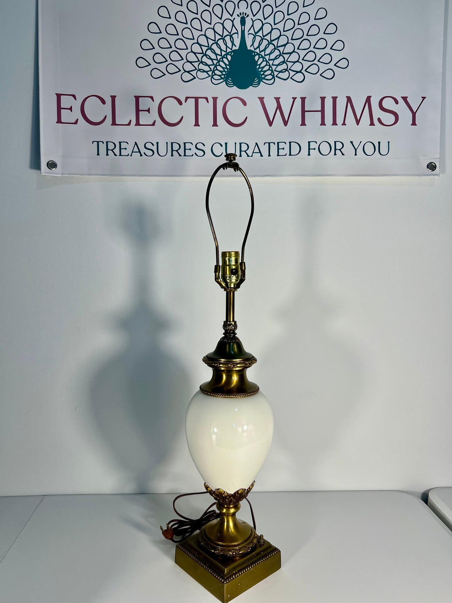 VINTAGE STIFFEL CERAMIC AND BRASS TABLE LAMP