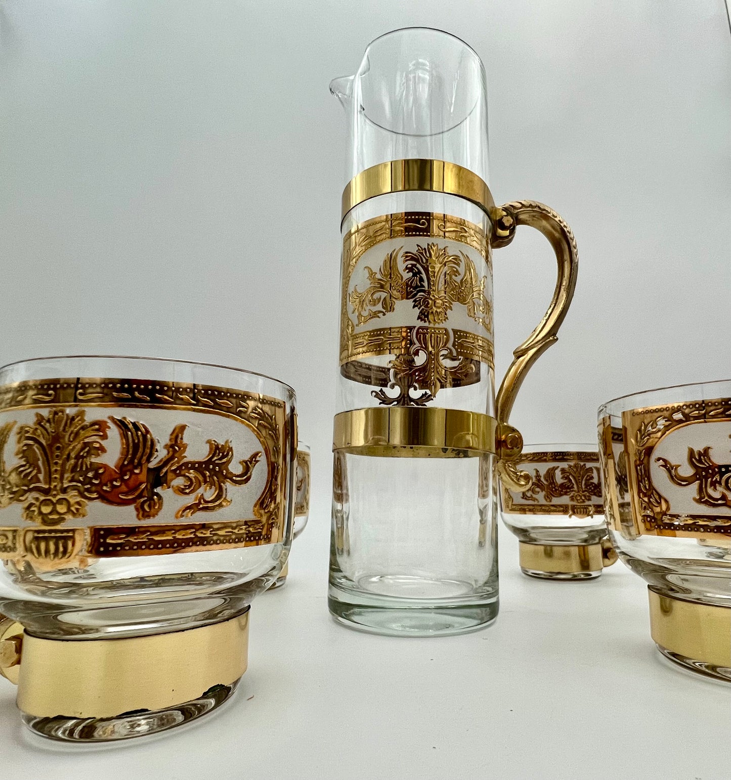 VINTAGE RUSSIAN 22 K GOLD and BRASS MARTINI/COCKTAIL SET