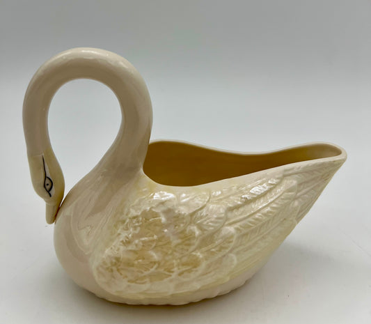 VINTAGE BELLEEK IRELAND SWAN CREAMER/GRAVY BOAT