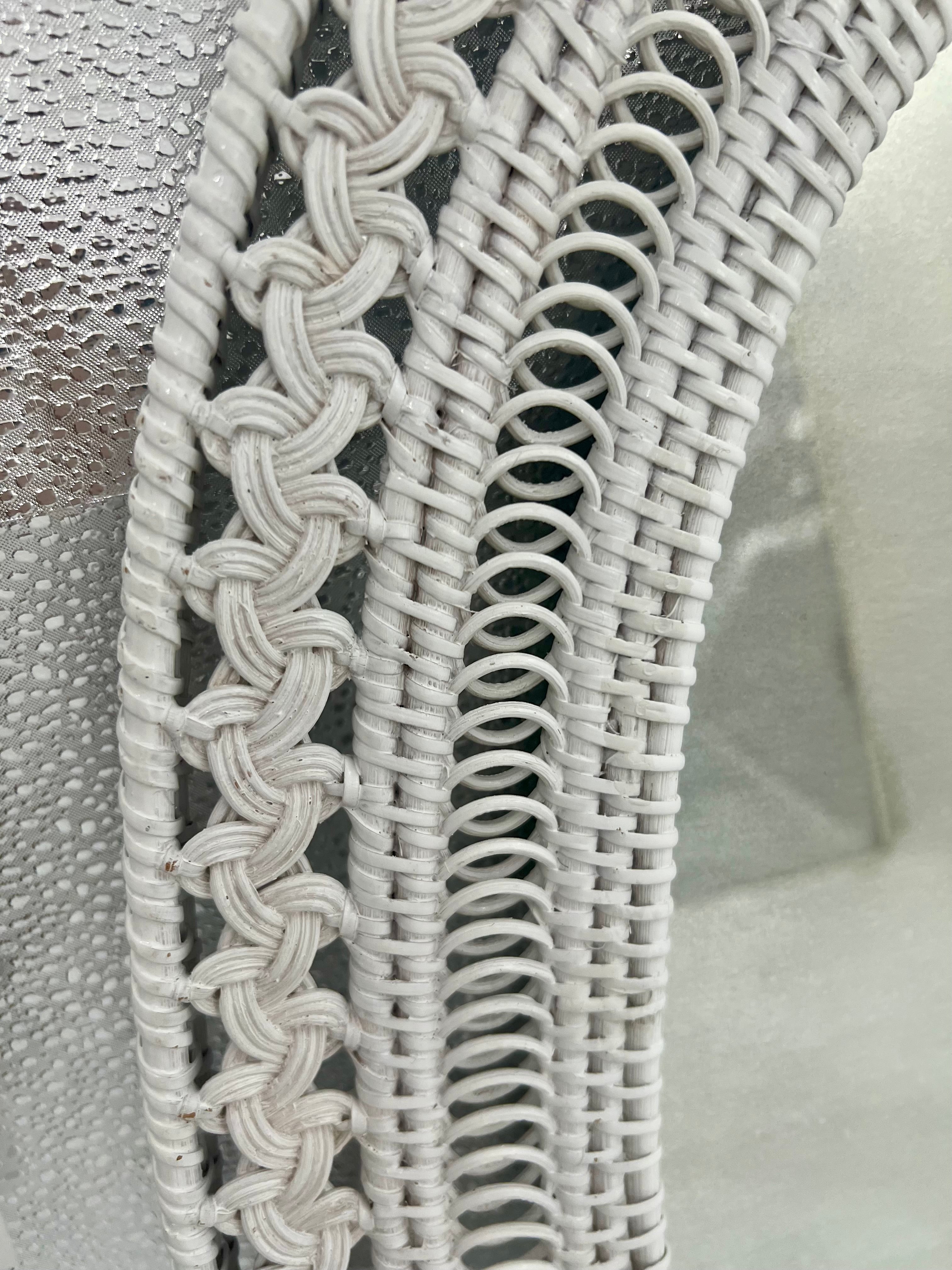 VINTAGE WHITE WICKER VANITY TRAY — ATTRIBUTED TO HENRY LINK