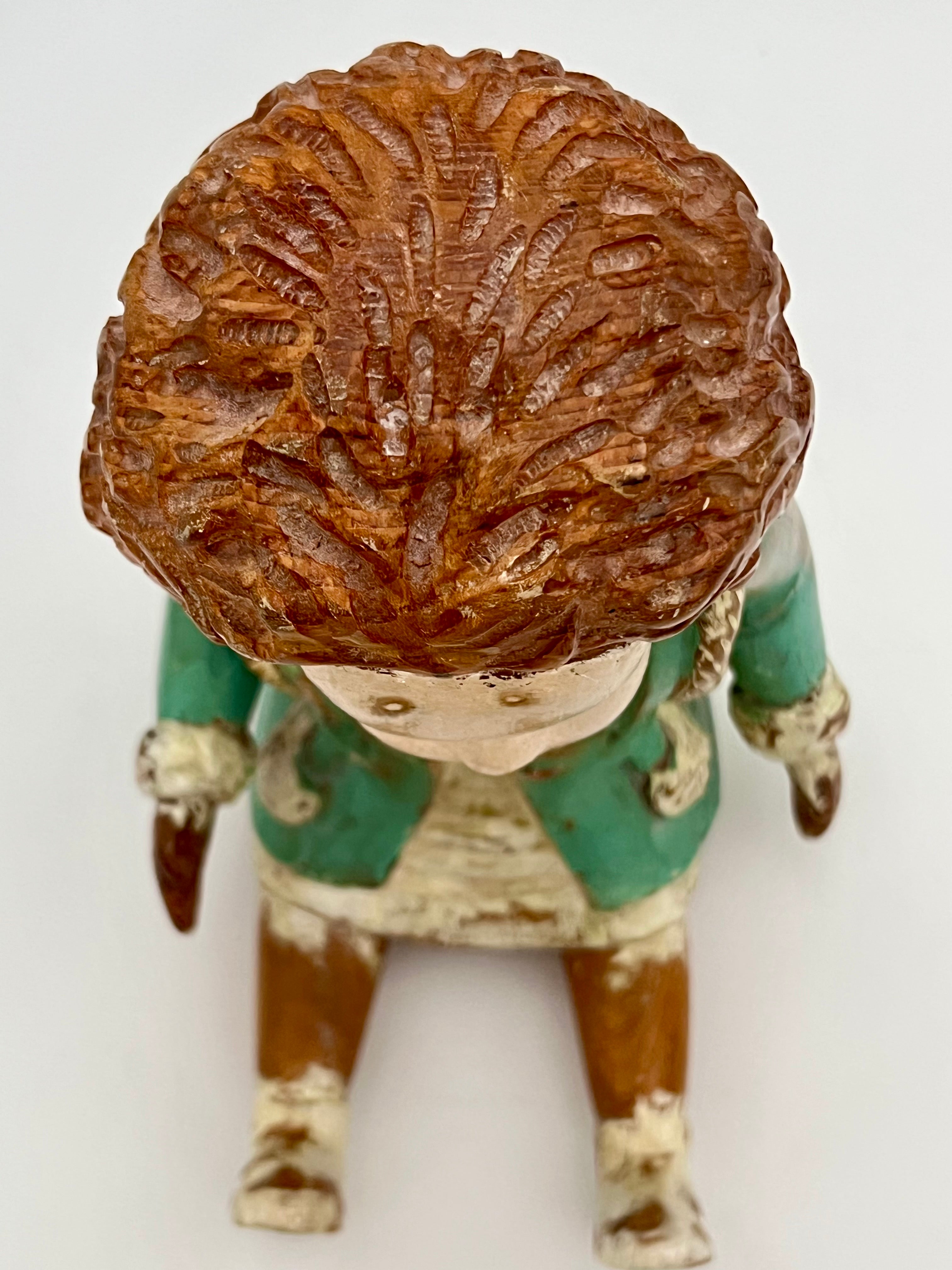 HAND-CARVED SARREID ITALY WOOD FIGURE • VINTAGE FOLK ART DOLL • DISTRESSED PAINTED ITALIAN CARVING • 12.5”