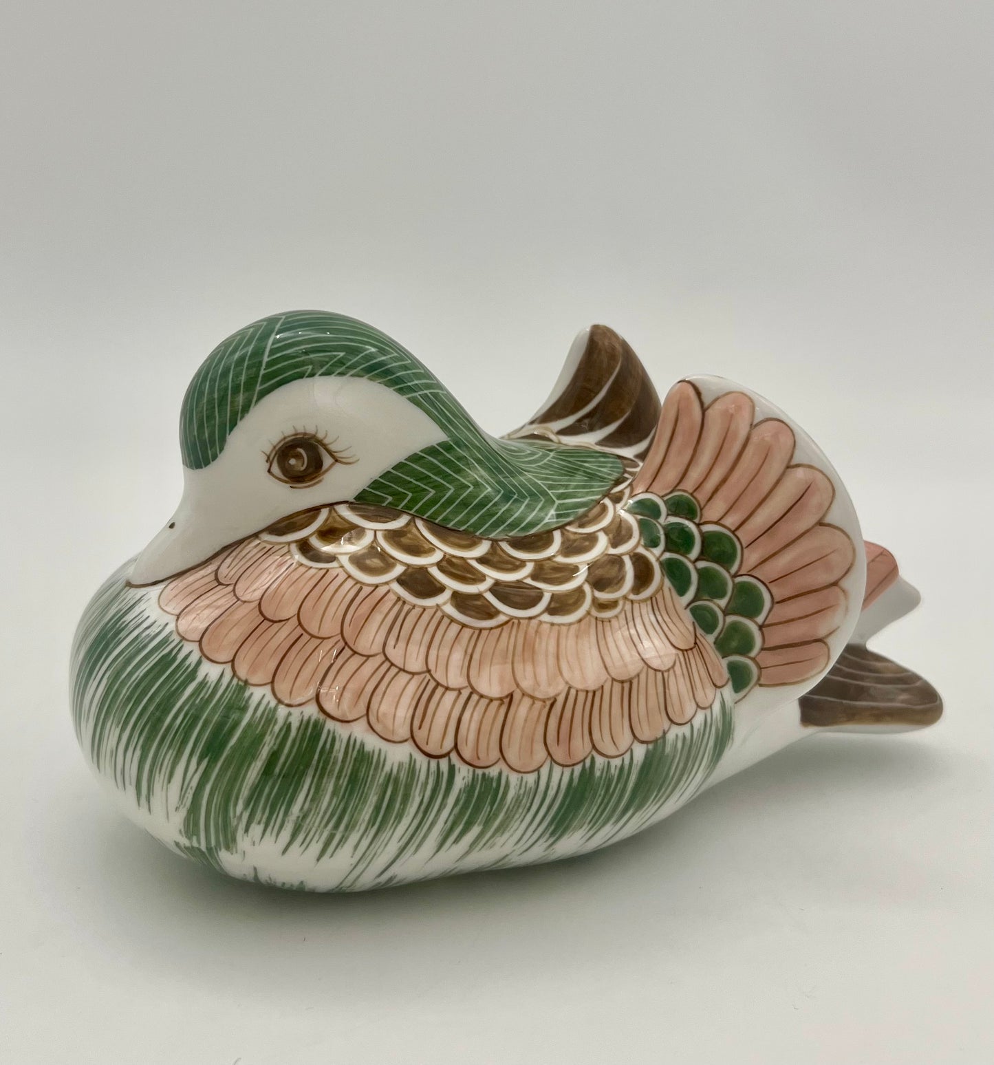 VINTAGE 1980s THAI HAND PAINTED CERAMIC DUCK