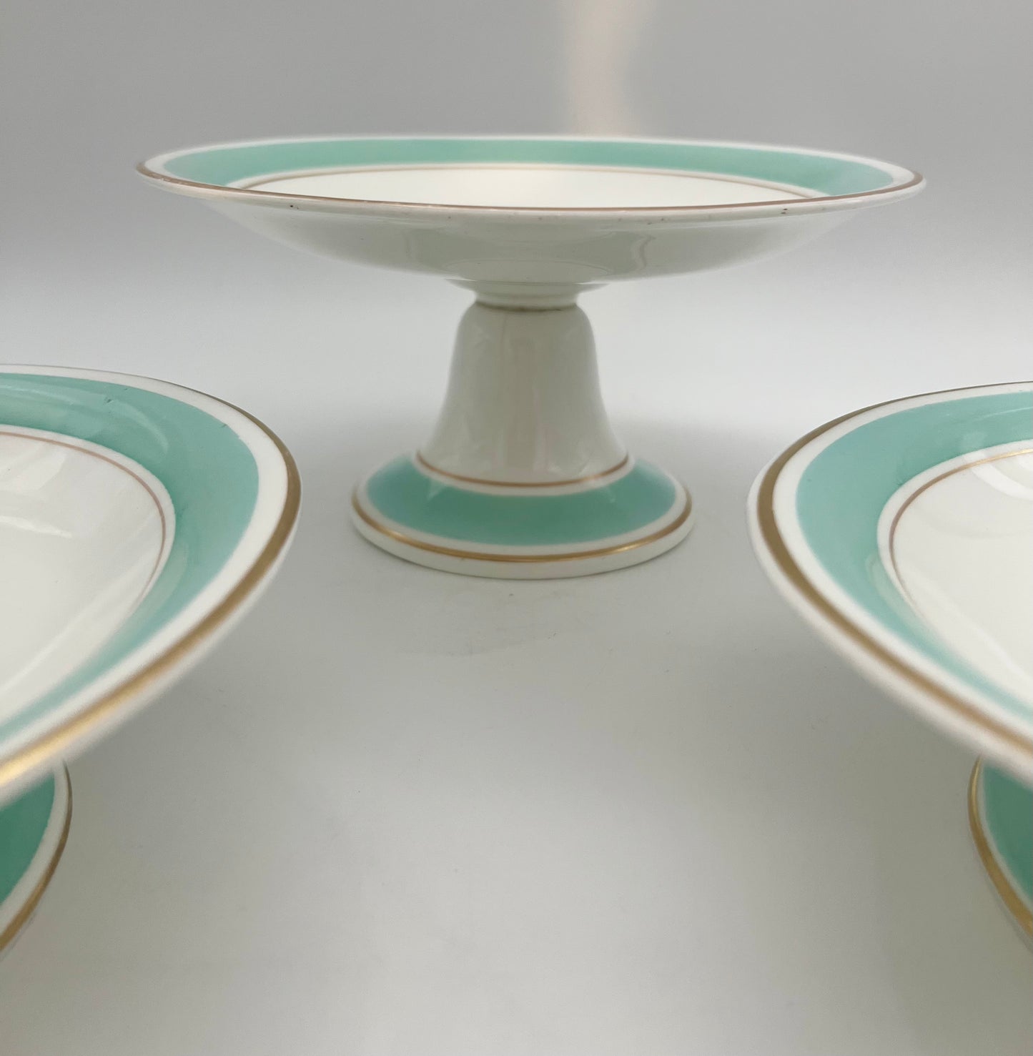 ANTIQUE TRIO OF ENGLISH VICTORIAN FLORAL COMPOTES, CIRCA 1880s