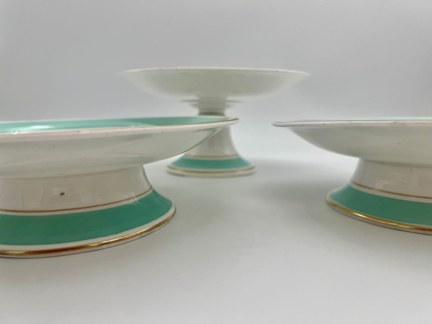 ANTIQUE TRIO OF ENGLISH VICTORIAN FLORAL COMPOTES, CIRCA 1880s