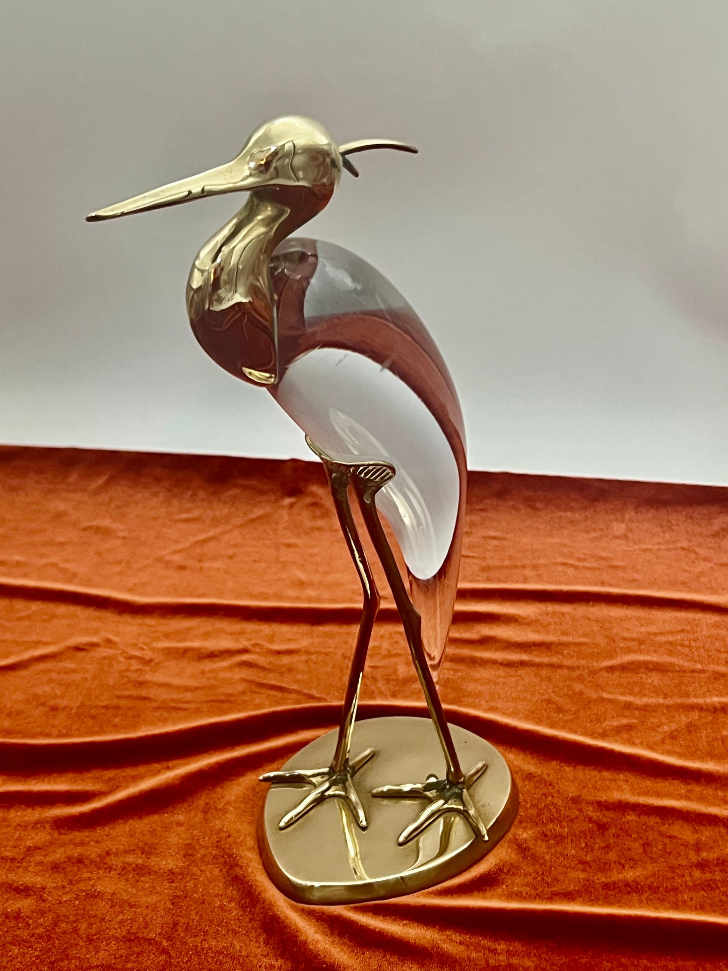 MID-CENTURY MODERN LUCA BOJOLA HERON IN GLASS AND BRASS