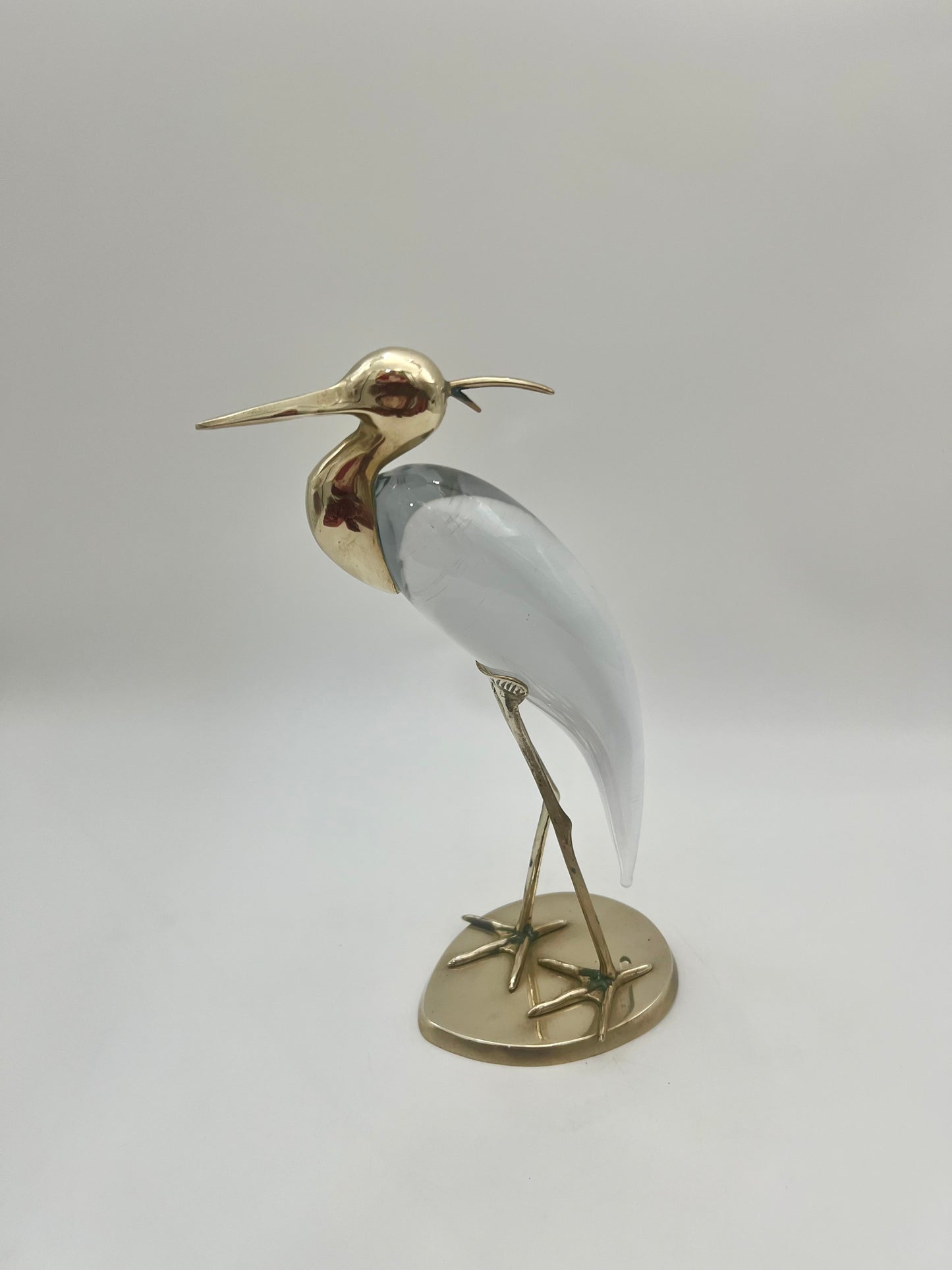 MID-CENTURY MODERN LUCA BOJOLA HERON IN GLASS AND BRASS