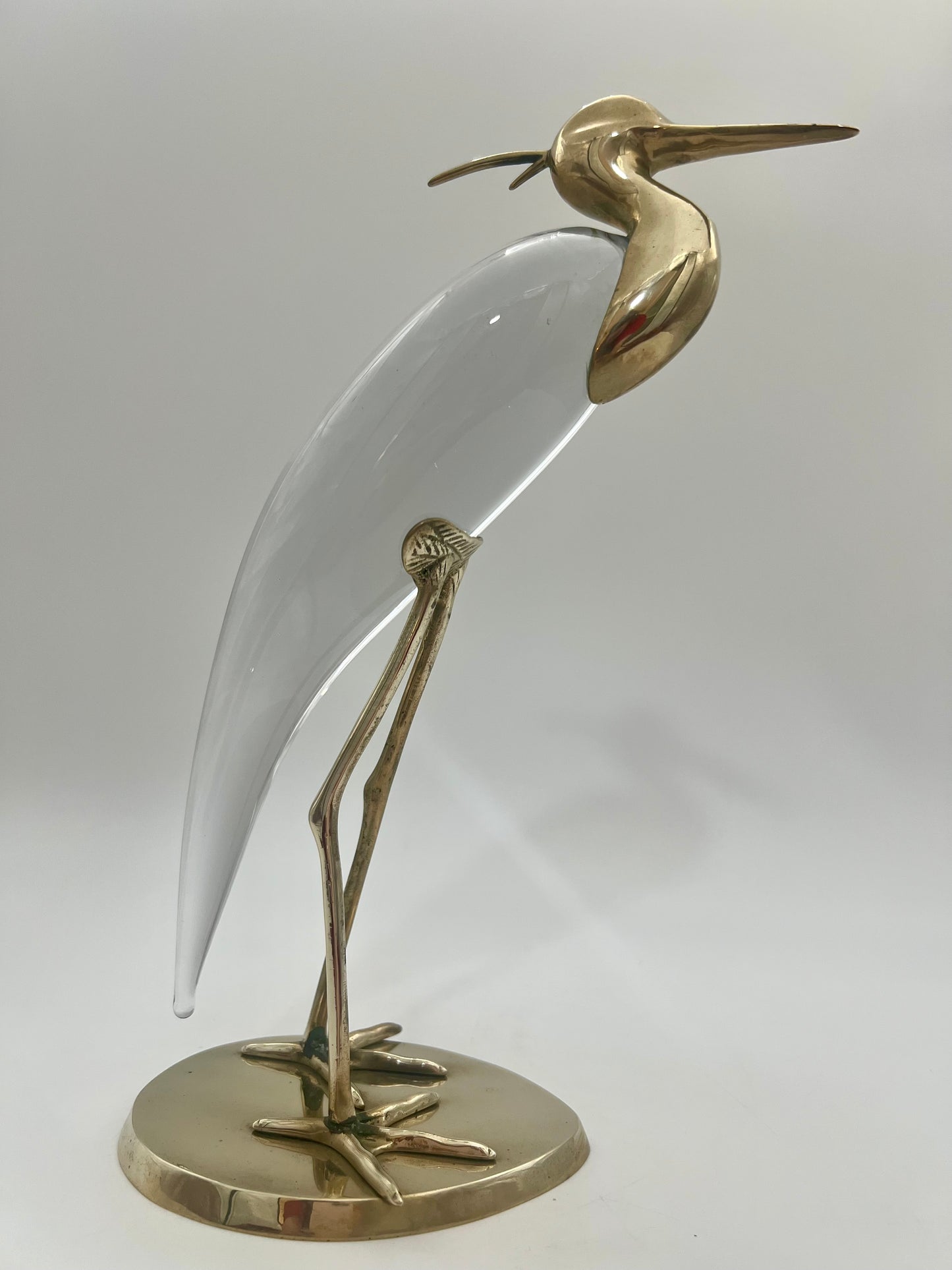 MID-CENTURY MODERN LUCA BOJOLA HERON IN GLASS AND BRASS