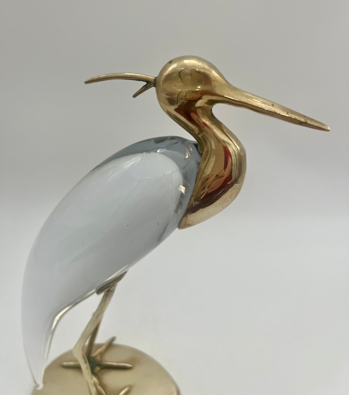 MID-CENTURY MODERN LUCA BOJOLA HERON IN GLASS AND BRASS