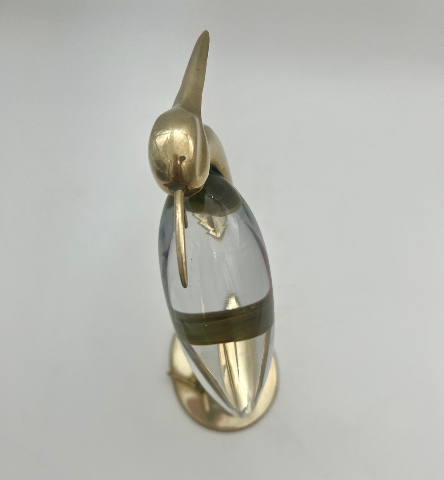 MID-CENTURY MODERN LUCA BOJOLA HERON IN GLASS AND BRASS