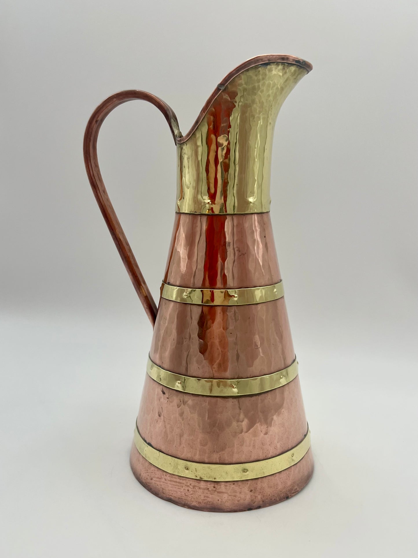 ANTIQUE ENGLISH COPPER AND BRASS PITCHER, CIRCA 1860s