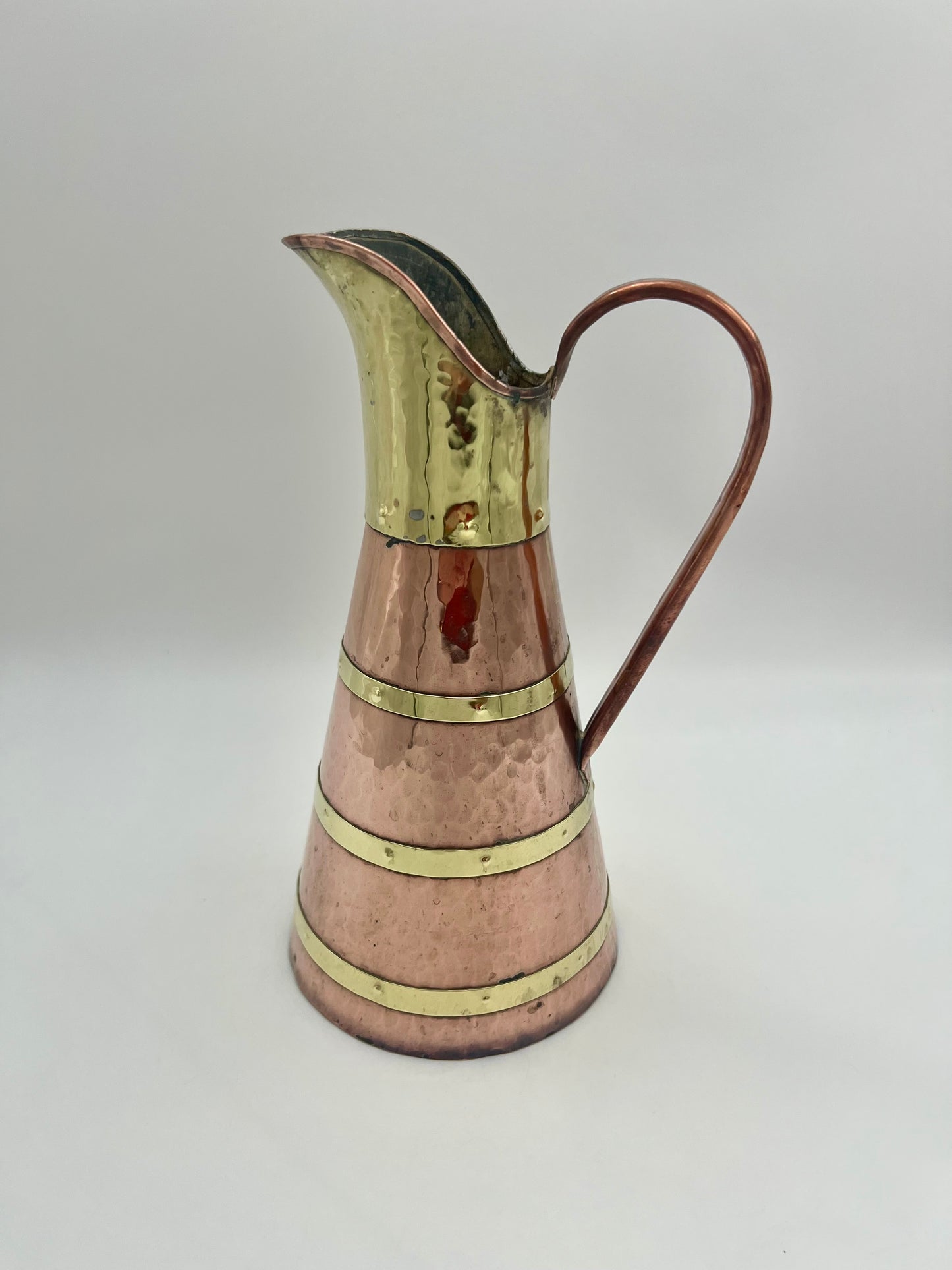 ANTIQUE ENGLISH COPPER AND BRASS PITCHER, CIRCA 1860s