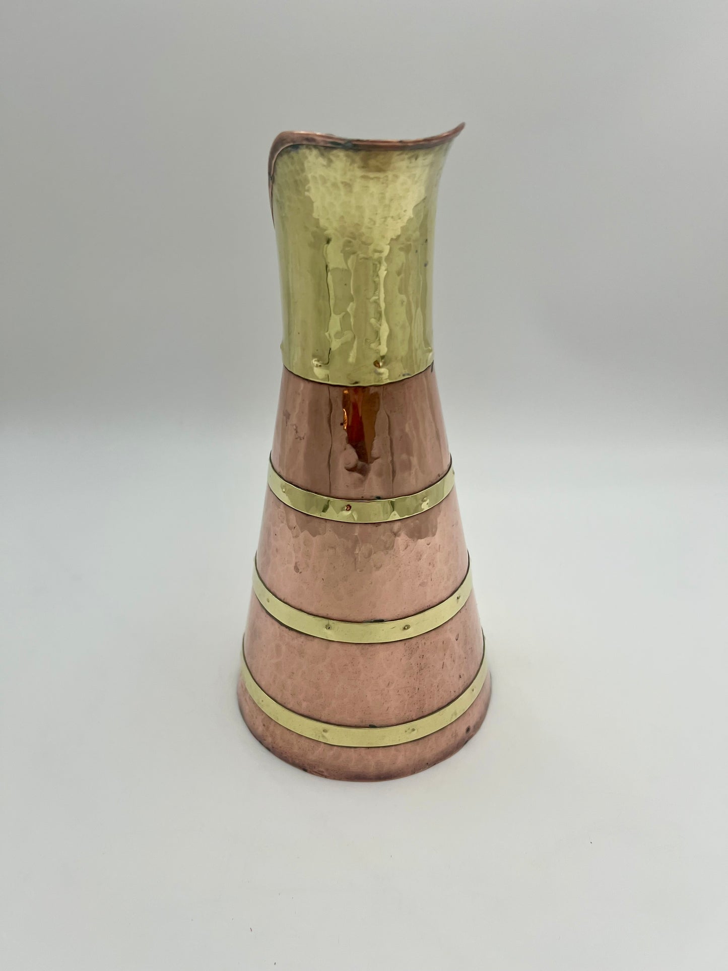 ANTIQUE ENGLISH COPPER AND BRASS PITCHER, CIRCA 1860s