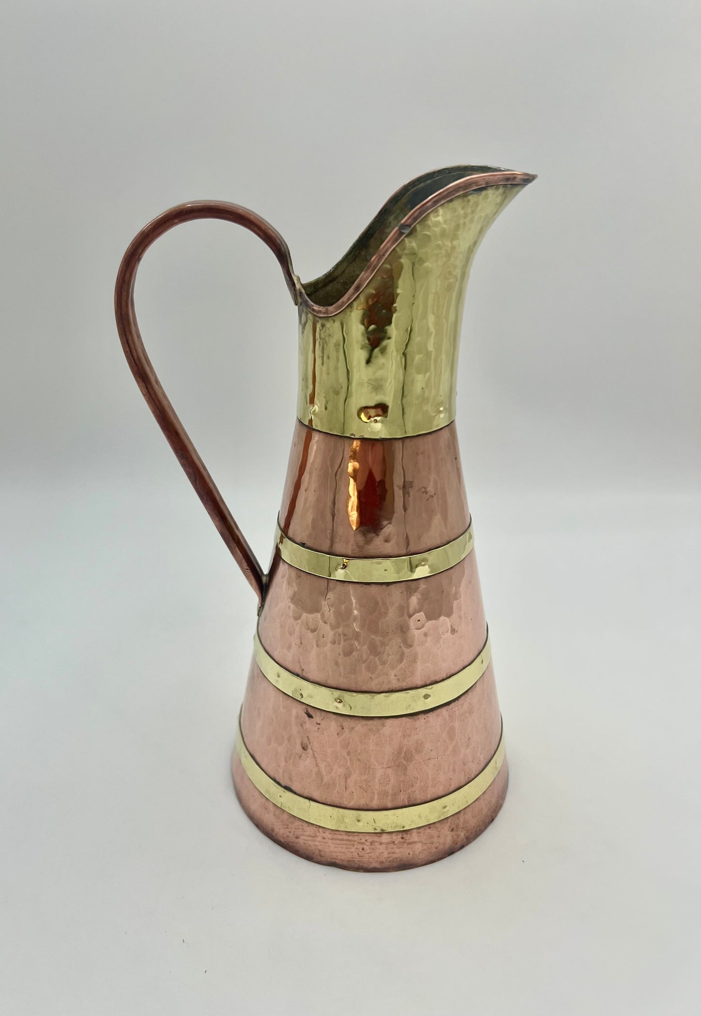 ANTIQUE ENGLISH COPPER AND BRASS PITCHER, CIRCA 1860s