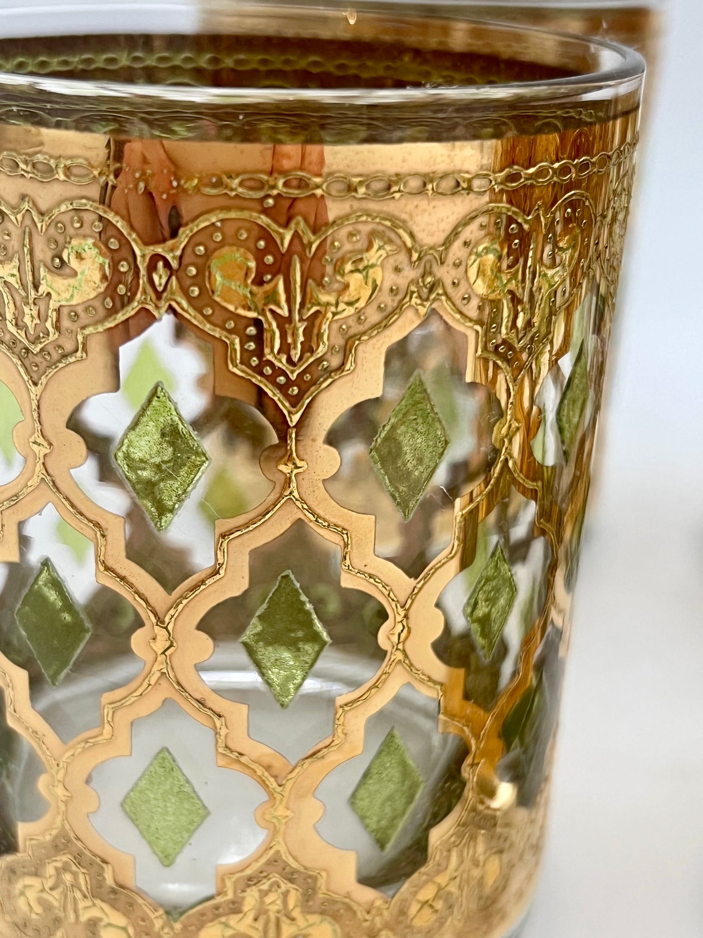 MID CENTURY CULVER 22K GOLD VALENCIA DOUBLE OLD-FASHIONED GLASSES, SET OF 4