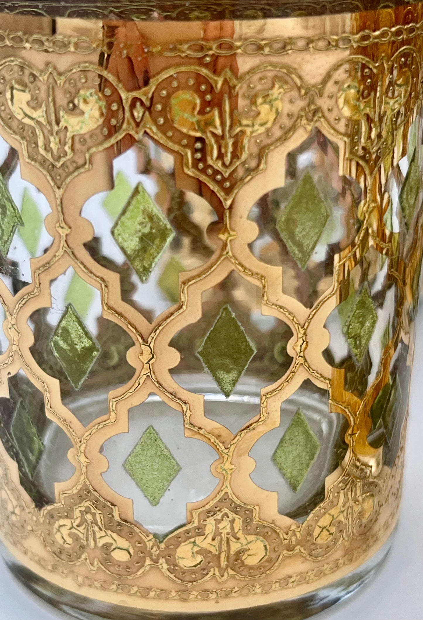 MID CENTURY CULVER 22K GOLD VALENCIA DOUBLE OLD-FASHIONED GLASSES, SET OF 4