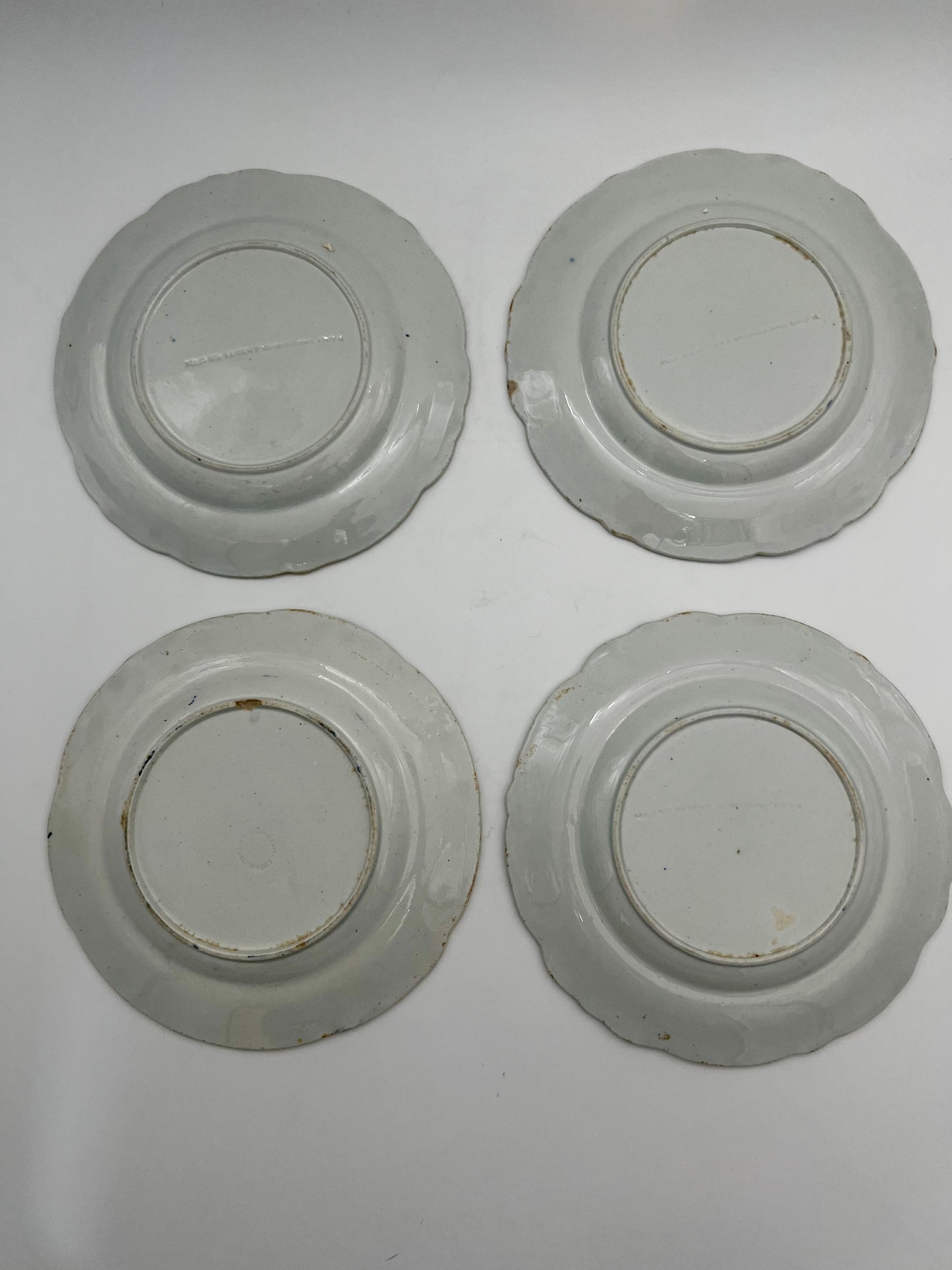 MASON'S IRONSTONE BLUE FLORAL SALAD/DESSERT PLATES, SET OF 4, CIRCA 1815-1830