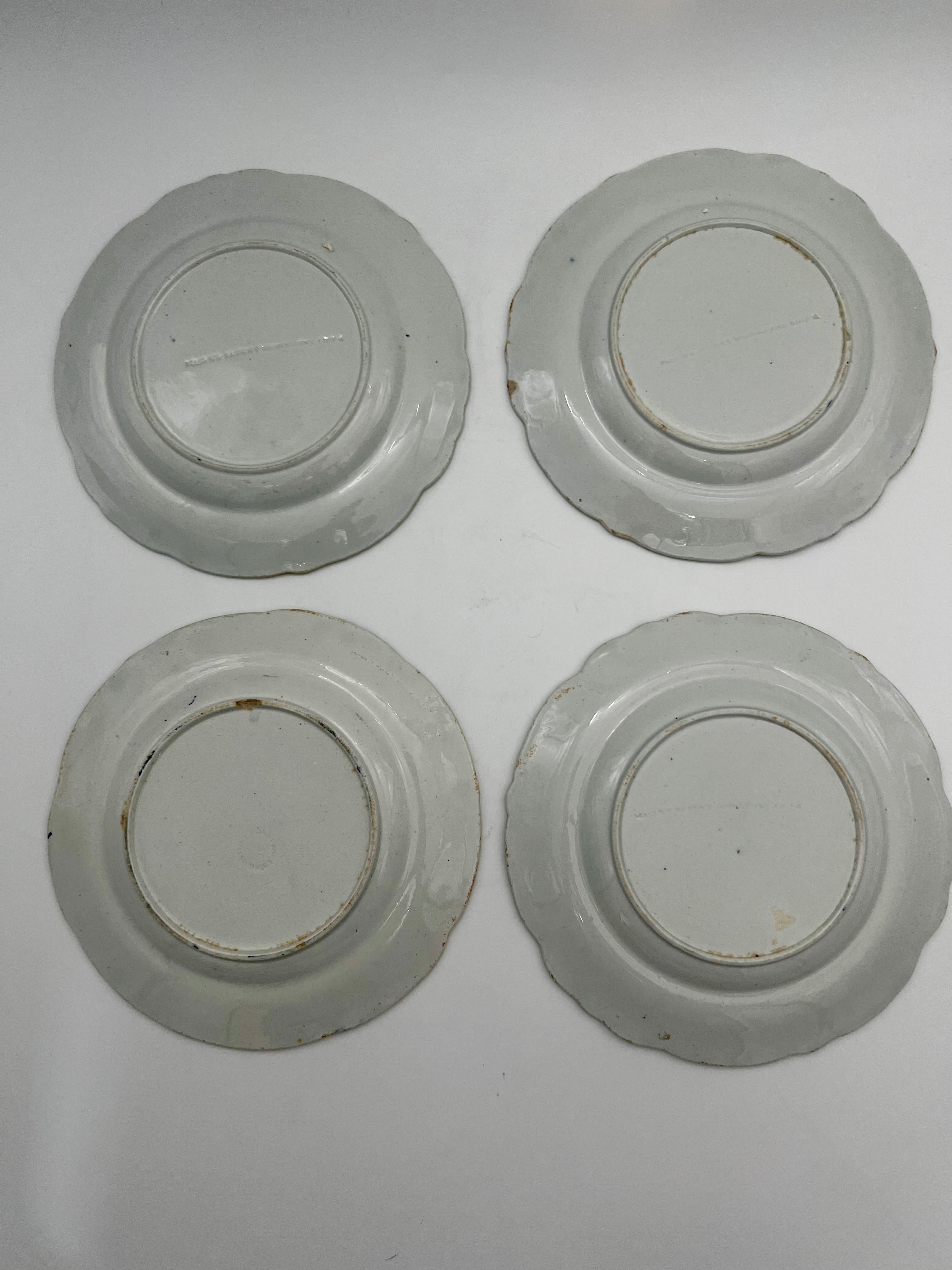 ANTIQUE MASON’S IRONSTONE IMARI STYLE HAND PAINTED DESSERT PLATES – SET OF 4 – REGENCY ERA ENGLISH CHINA – CIRCA 1815–1835
