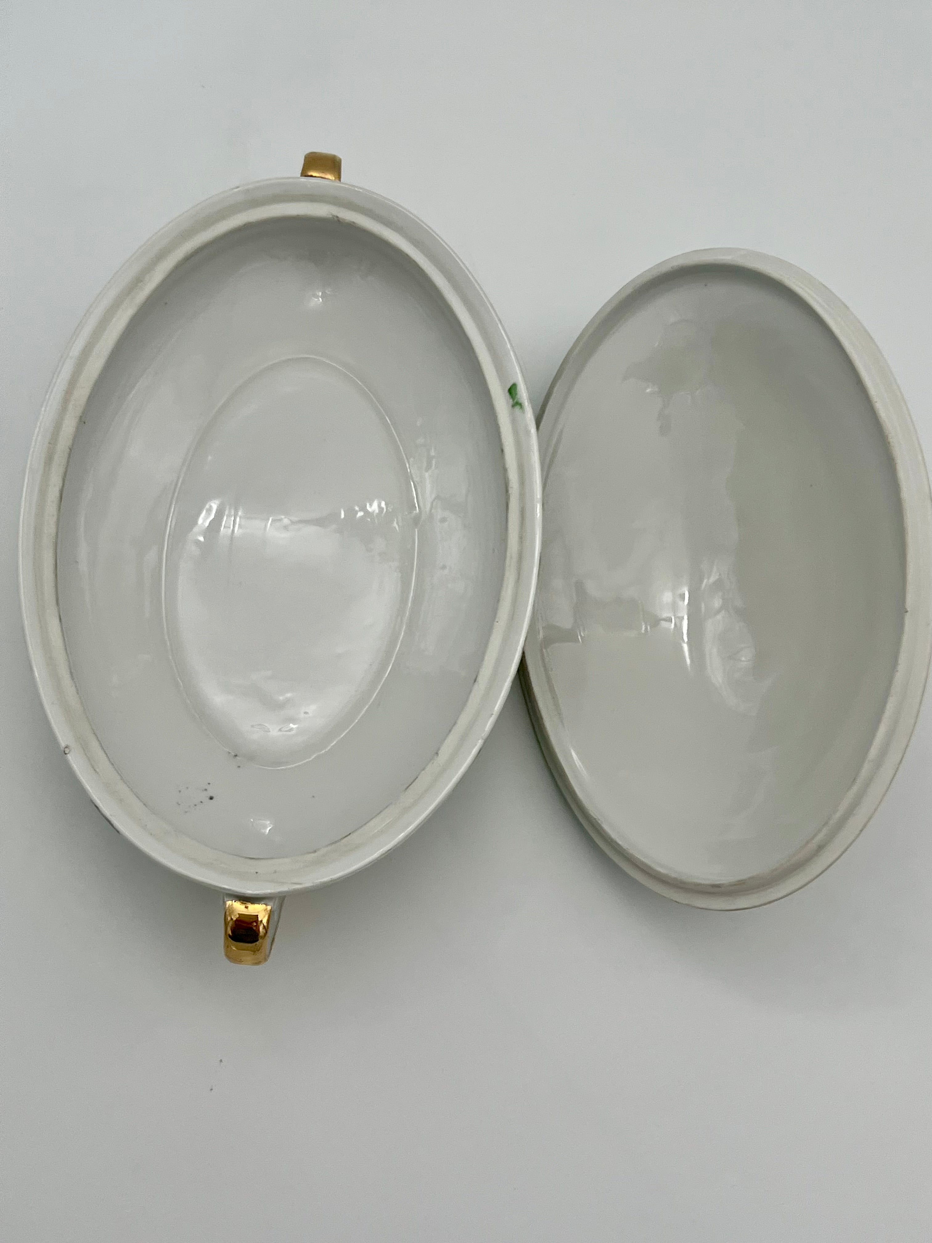 VINTAGE Z.S. & C. BAVARIA HAND PAINTED FLORAL COVERED VEGETABLE DISH TUREEN WITH GOLD HANDLES – MID CENTURY GERMAN PORCELAIN