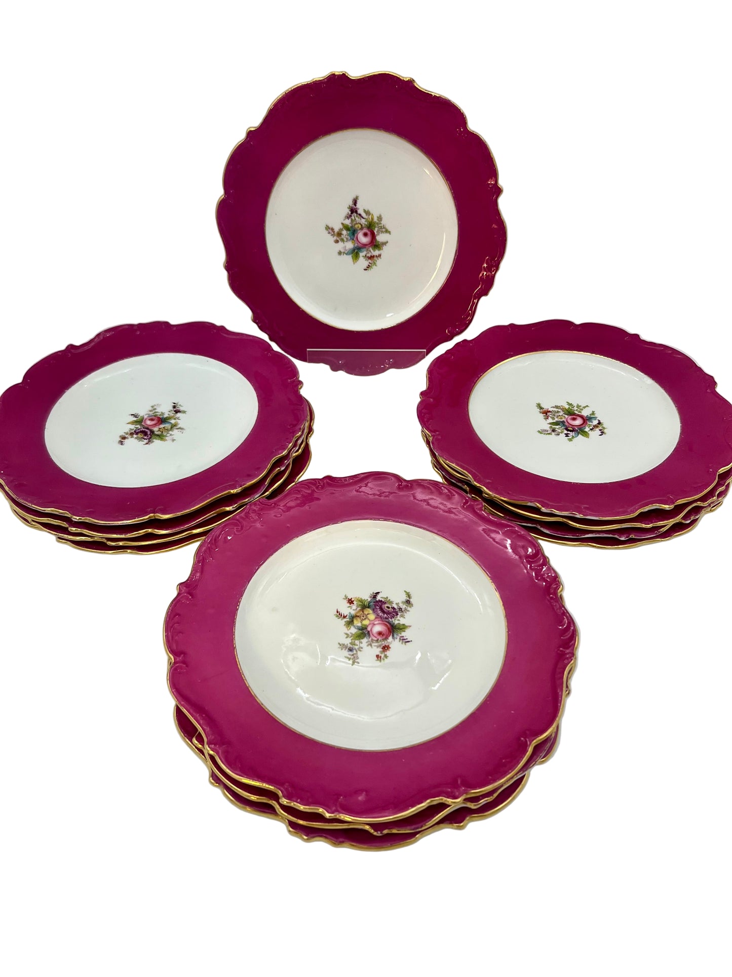 VINTAGE ENGLISH FINE BONE CHINA SALAD/DESSERT PLATES, SET OF 12