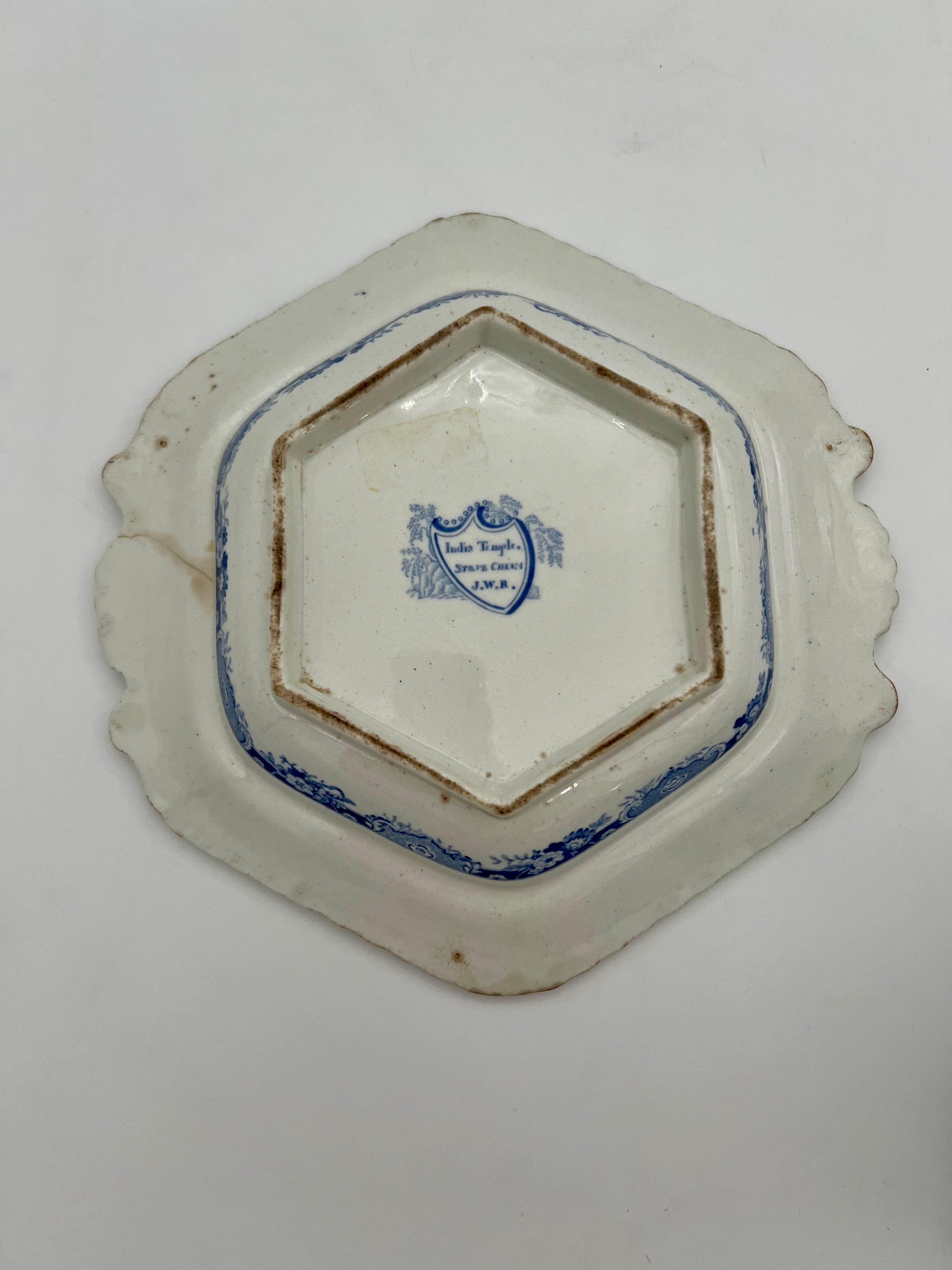ANTIQUE STAFFORDSHIRE BLUE & WHITE COVERED TUREEN – “INDIAN TEMPLE” PATTERN JWR STONE CHINA C.1830s