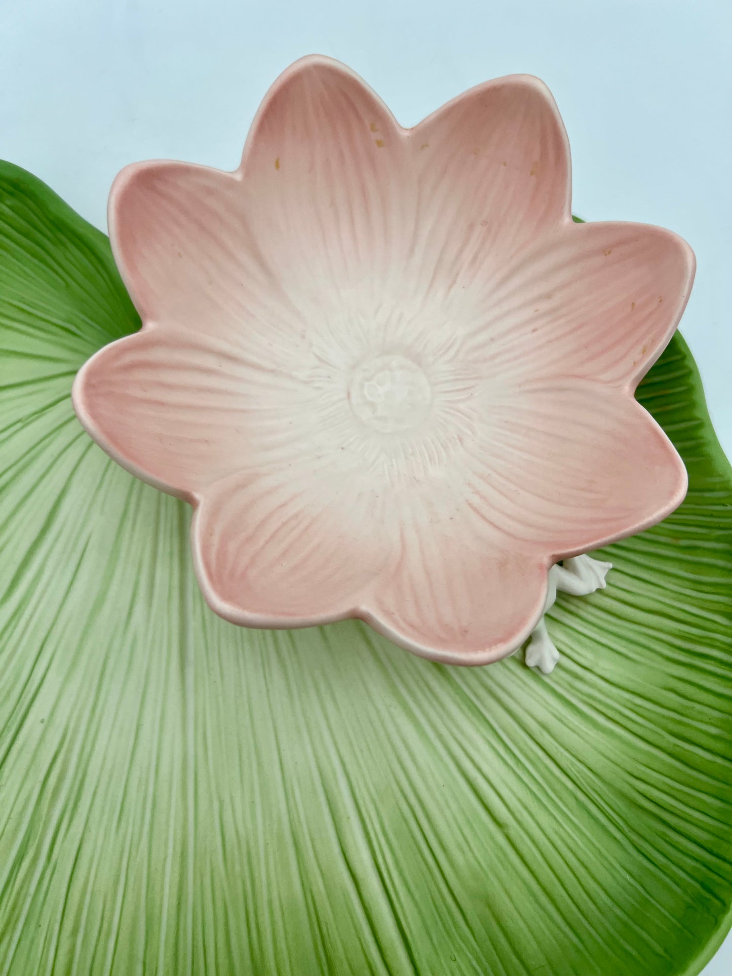 FITZ AND FLOYD CHIP/VEGGIE AND DIP PLATTER LILY, LOTUS AND FROG, 1982