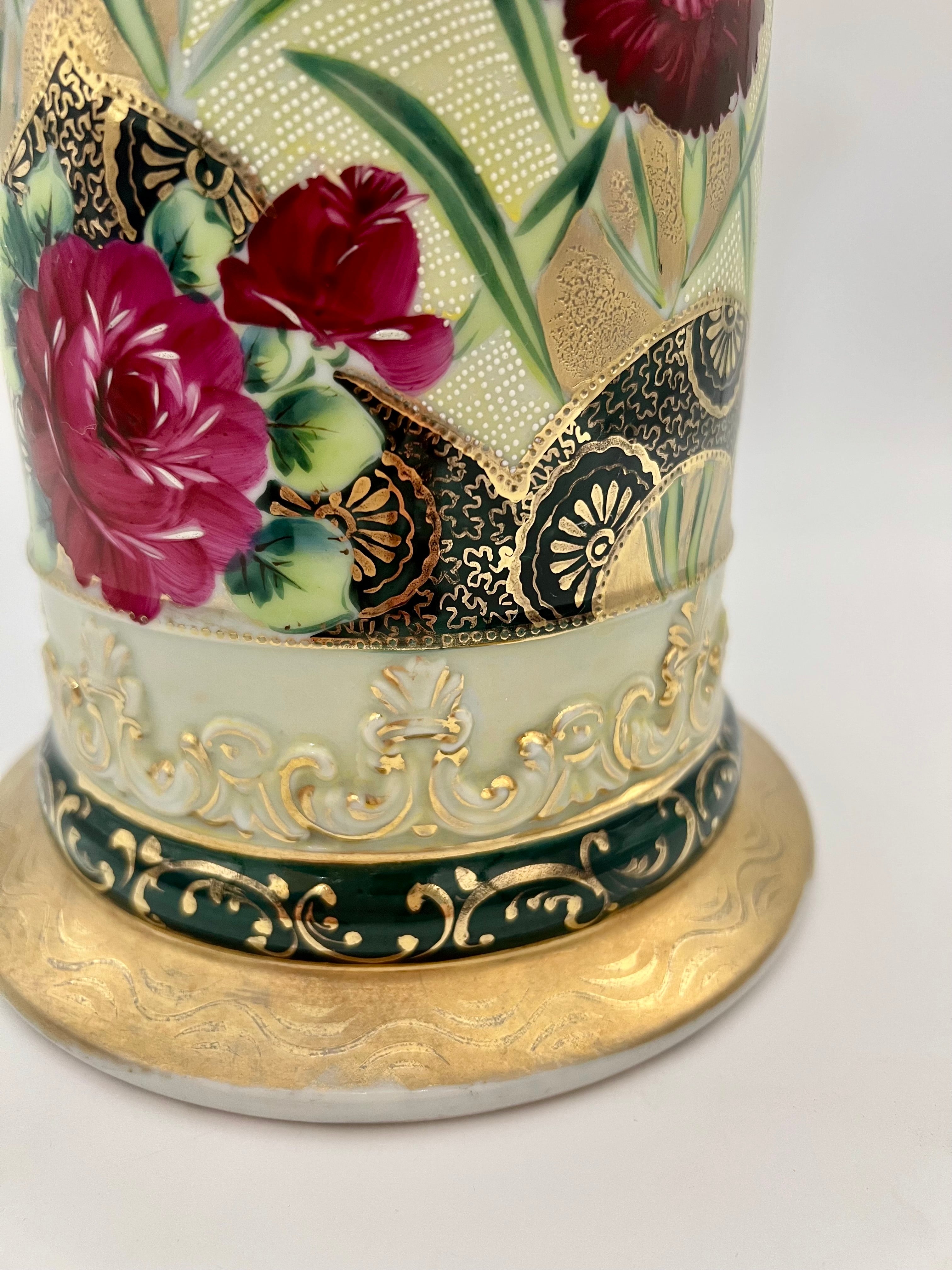 ANTIQUE NIPPON HAND-PAINTED GOLD FLORAL PITCHER   Exquisite Raised Moriage Enamel | Circa 1895–1910 | Japan
