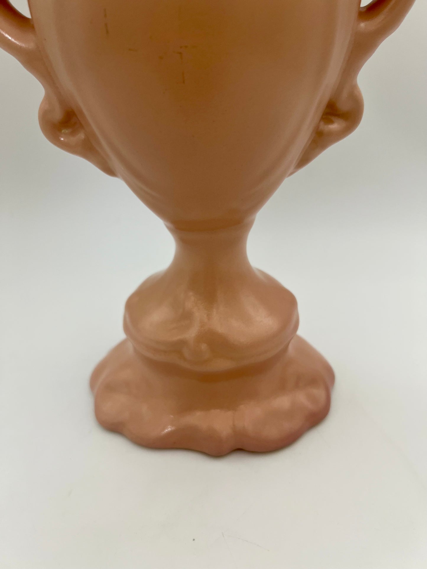 SIGNED ANTIQUE SALMON ART DECO GEORGE RUMRILL VASE