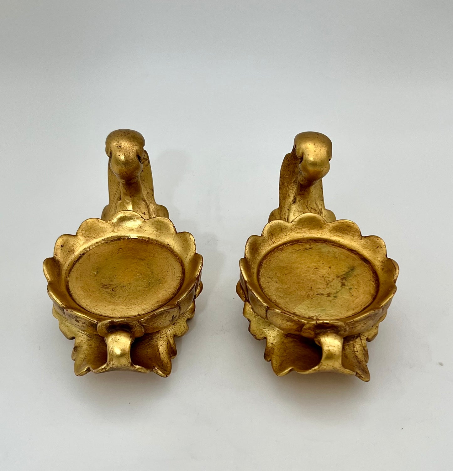 PAIR OF VINTAGE GILT CERAMIC PILAR CANDLEHOLDERS