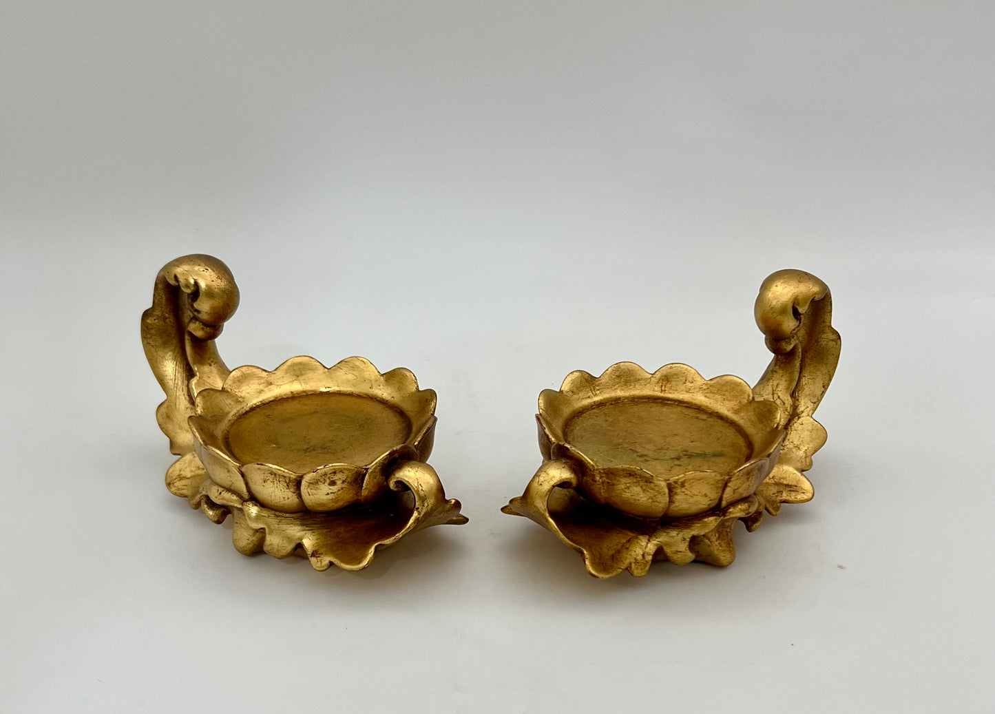 PAIR OF VINTAGE GILT CERAMIC PILAR CANDLEHOLDERS