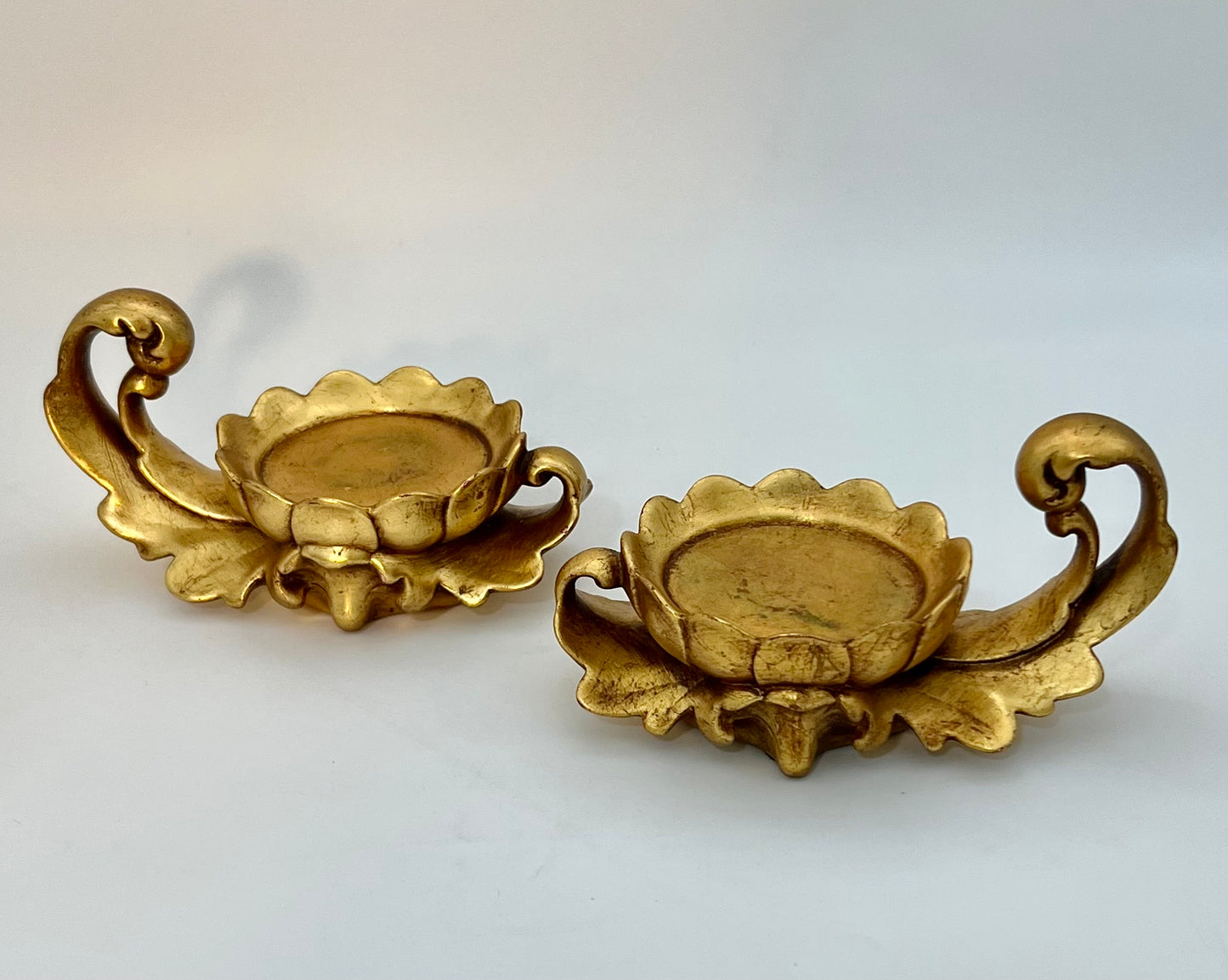 PAIR OF VINTAGE GILT CERAMIC PILAR CANDLEHOLDERS