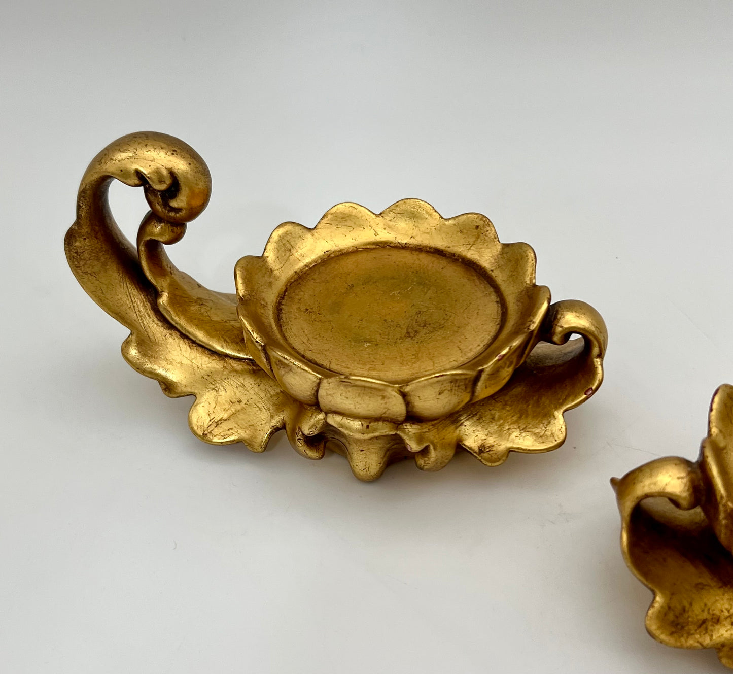 PAIR OF VINTAGE GILT CERAMIC PILAR CANDLEHOLDERS