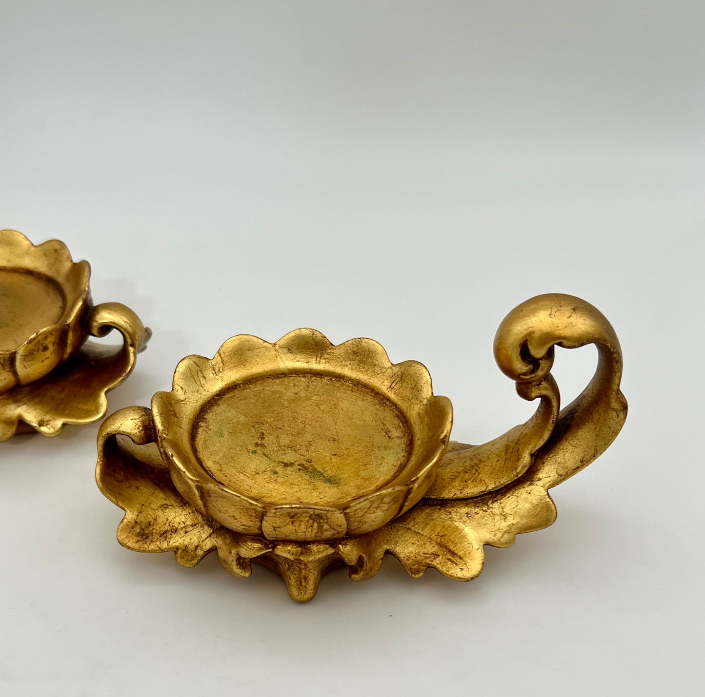 PAIR OF VINTAGE GILT CERAMIC PILAR CANDLEHOLDERS