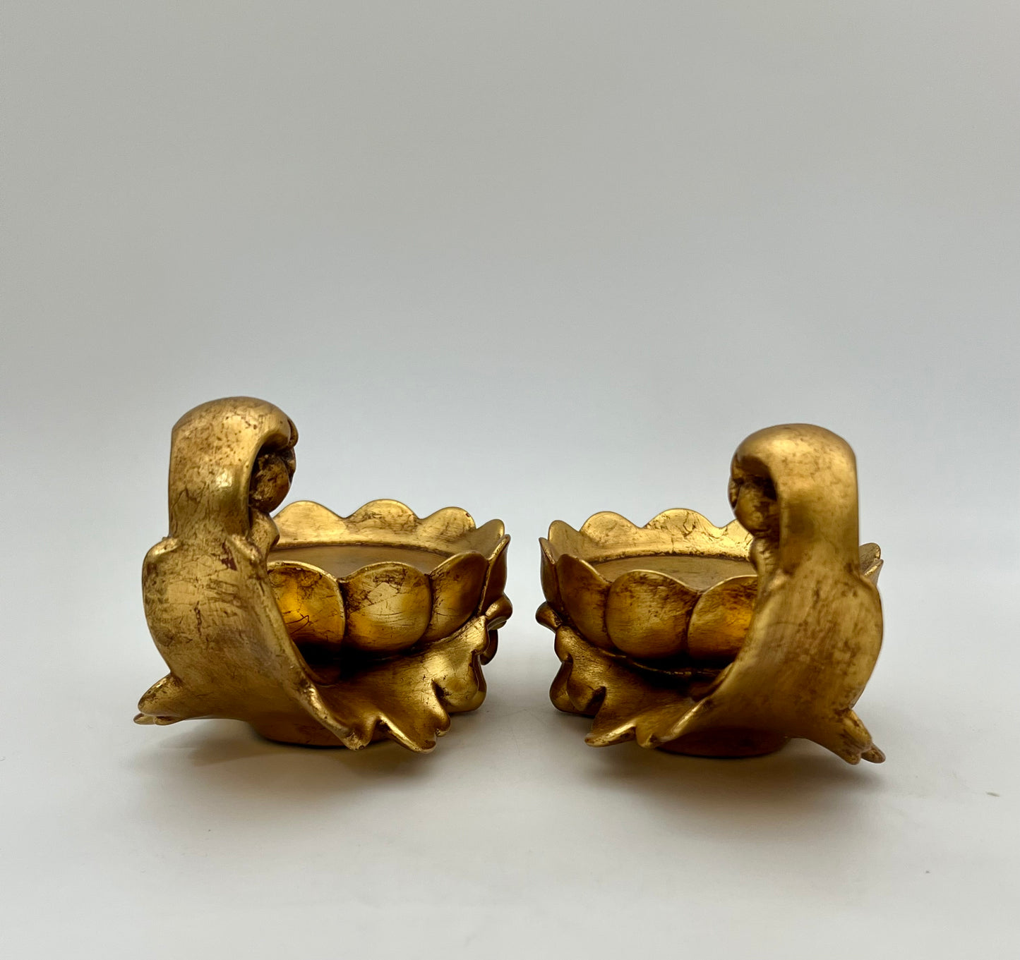 PAIR OF VINTAGE GILT CERAMIC PILAR CANDLEHOLDERS